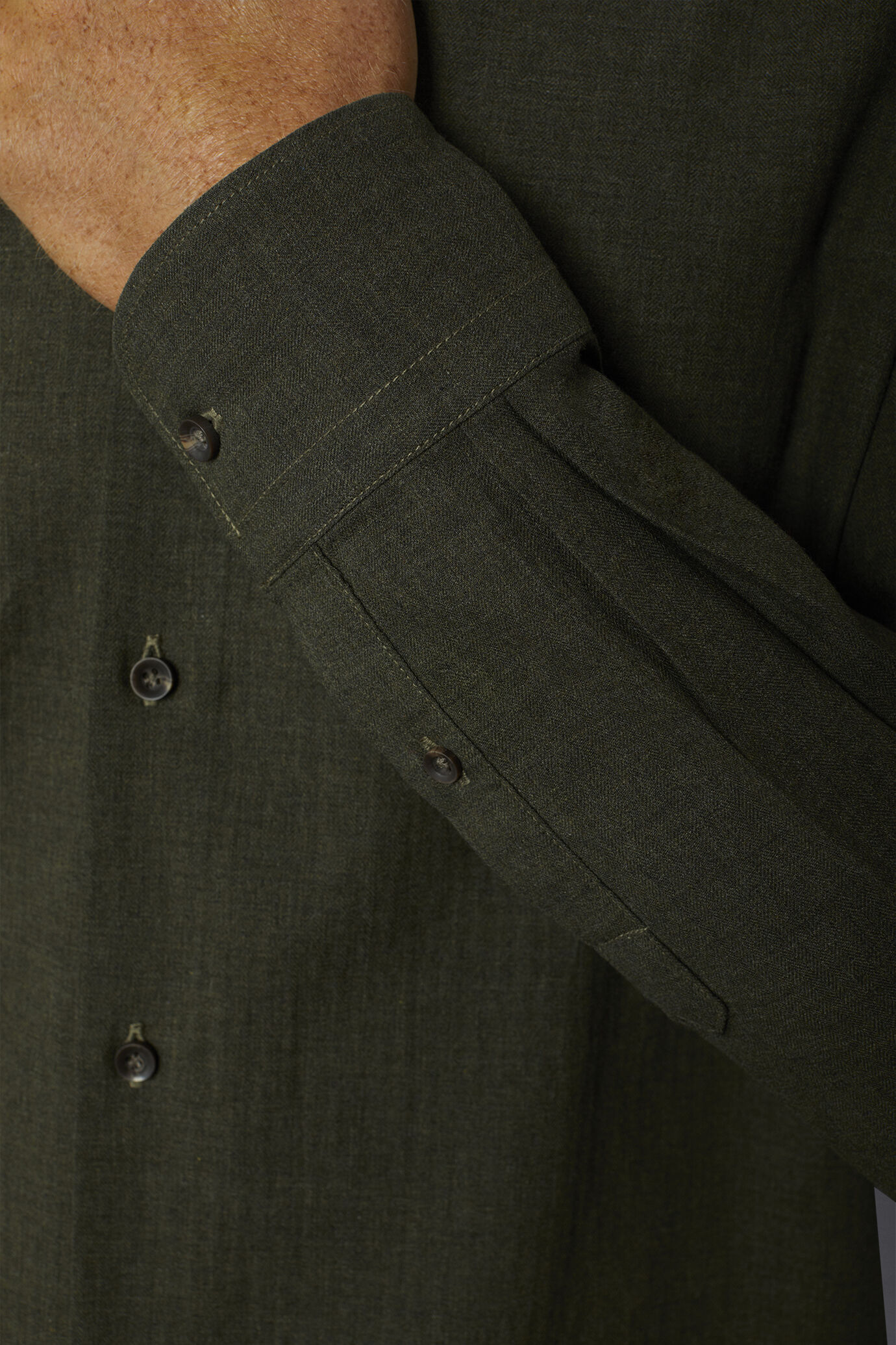 Camicia casual uomo collo francese comfort fit tessuto in flanella spinato image number 3