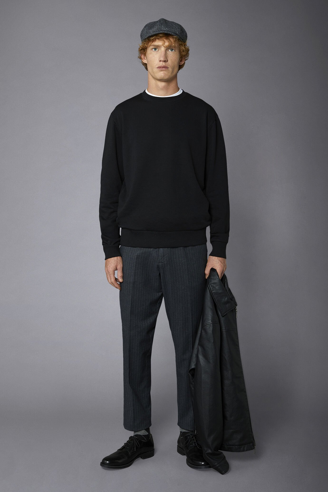 Pantalon chino coton tissé laine main pinstripe comfort fit
