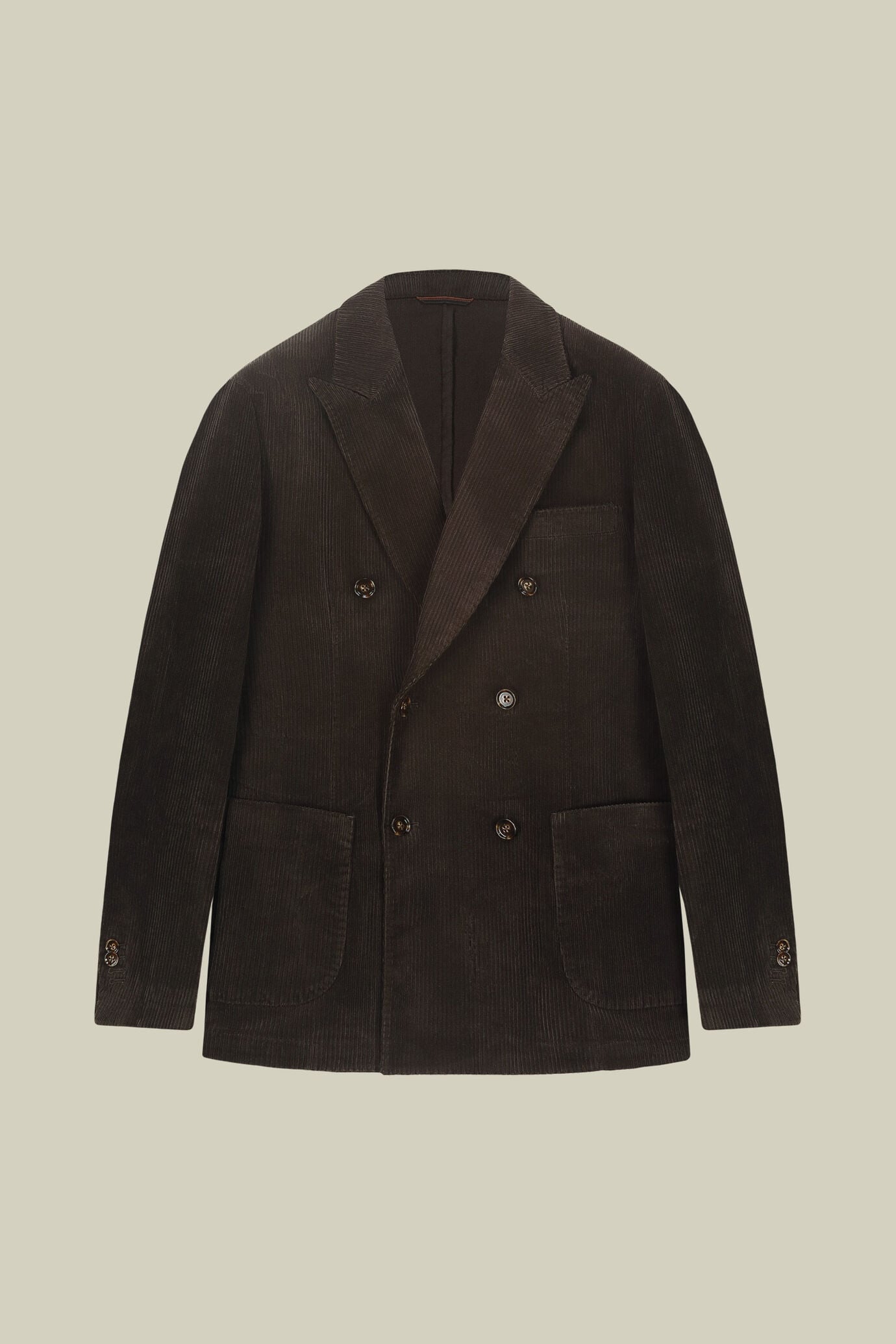 Ungef&uuml;tterte Herren-Zweireihige Jacke aus Kord in Regular-Fit