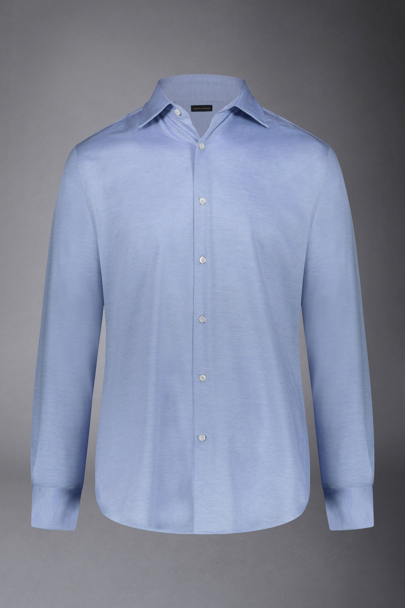 Klassisches geschlechtsloses Jersey-Shirt Französischer Kragen Bequeme Passform Bedruckter Melange-Stoff image number 4