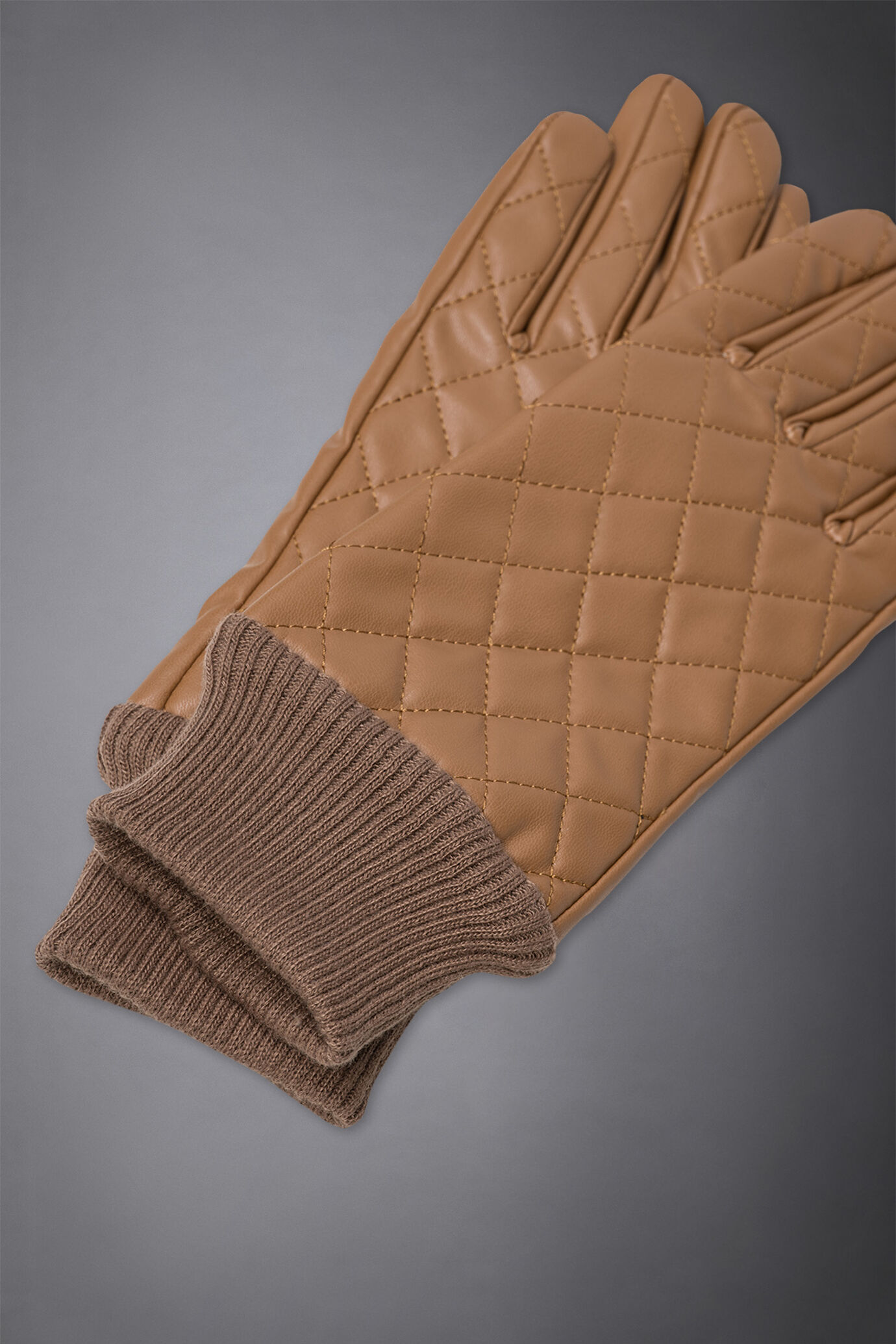 Women's padded gloves with knitted cuffs image number 1