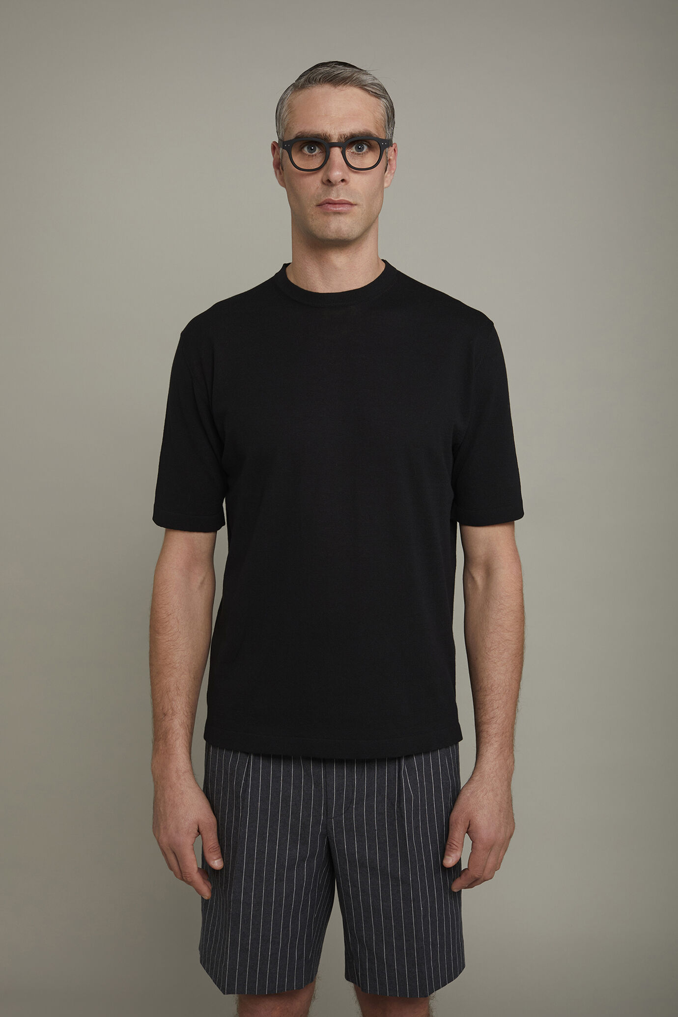 Men's knitted t-shirt 100% cotton short-sleeved regular fit image number 2
