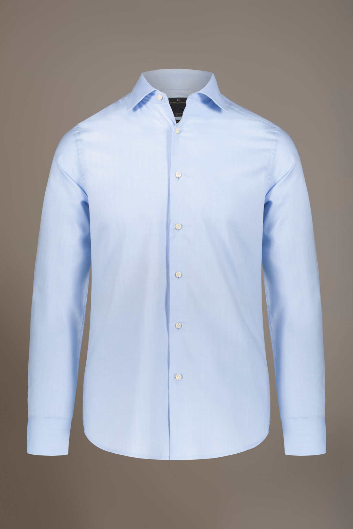 Camicia classica collo francese slim fit tessuto spigato image number 3