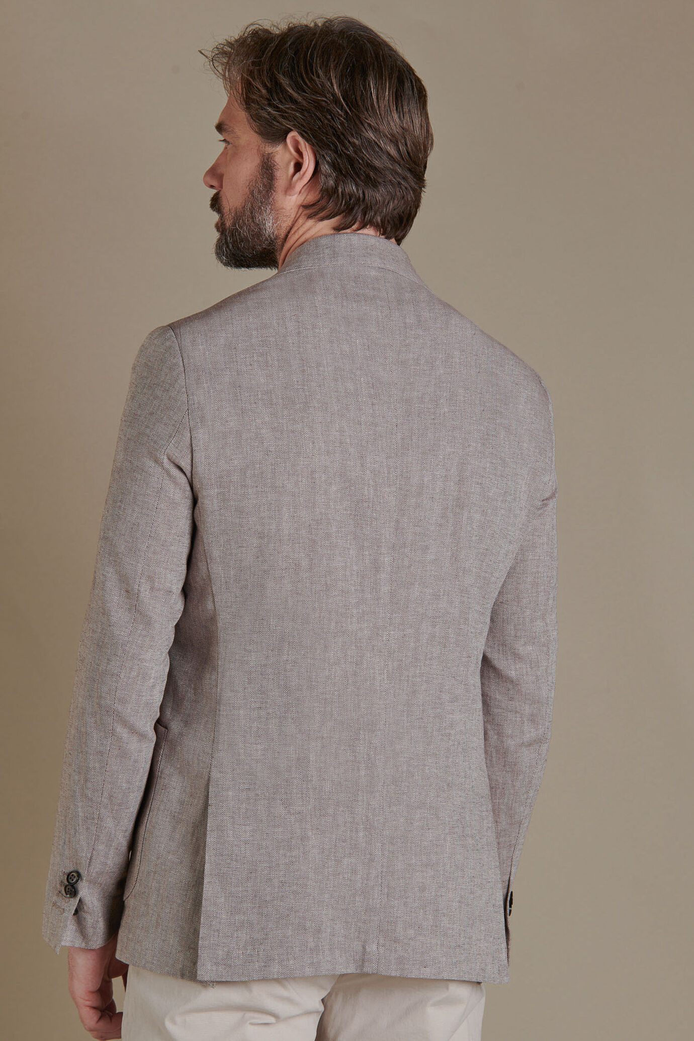 Single breasted jacket with peak lapel linen and cotton blend image number 3
