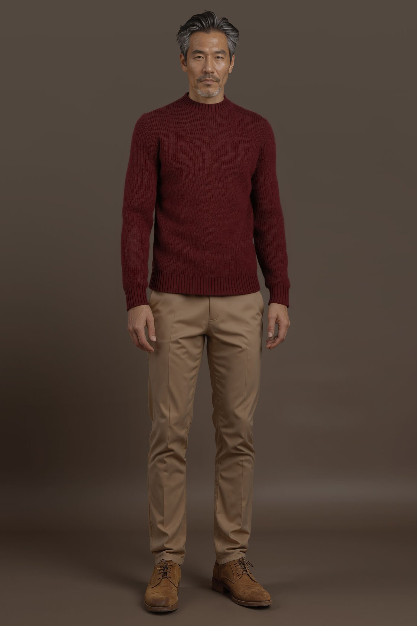 Men's round neck ribbed knit regular fit image number 0