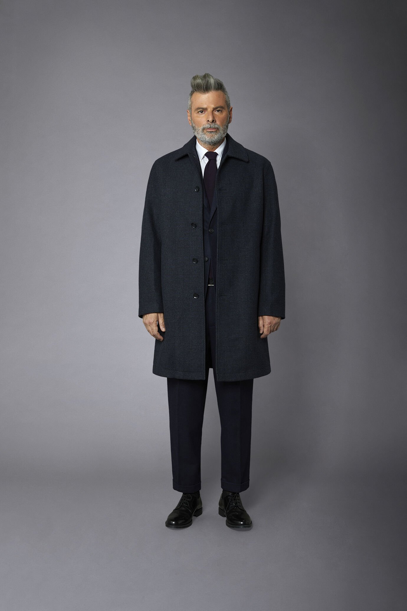 Cappotto uomo loden monopetto a quadri misto lana image number 2
