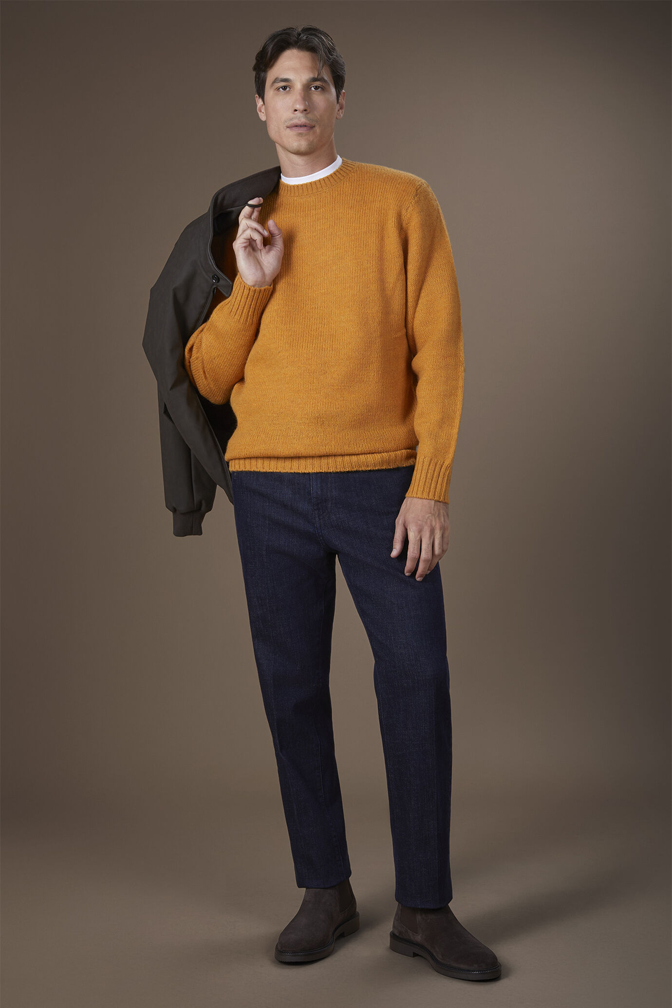 Pull homme à col rond, 100% laine, coupe classique image number 1