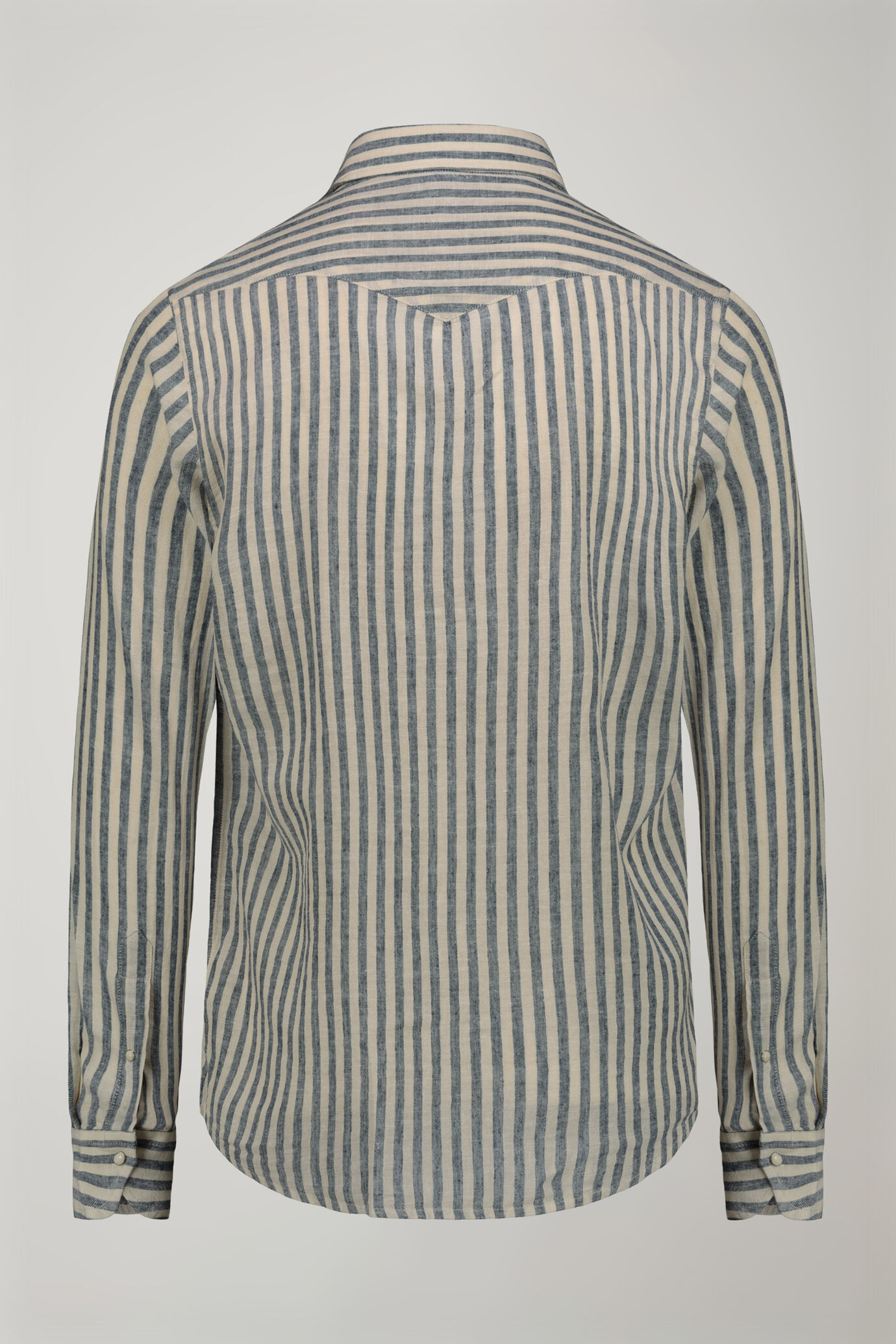 Camicia casual uomo collo classico in lino e cotone rigato comfort fit image number 6