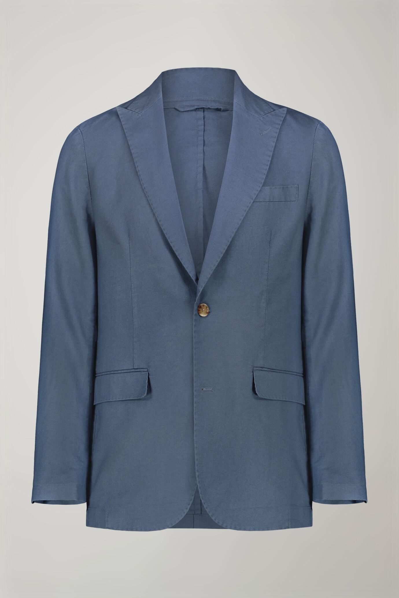 Men's single-breasted unlined linen and cotton blazer with regular fit lapels image number 4