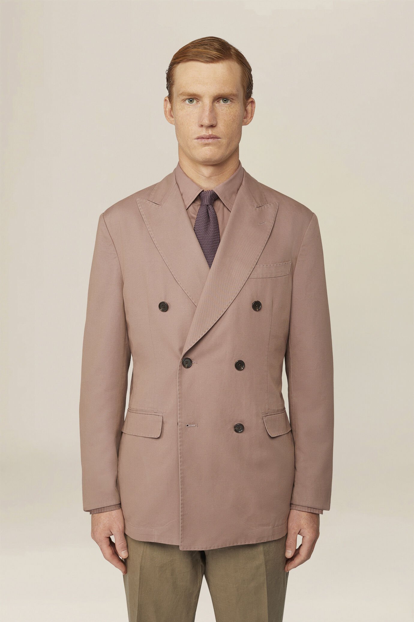 Giacca uomo doppiopetto sfoderata in tessuto twill regular fit image number 0