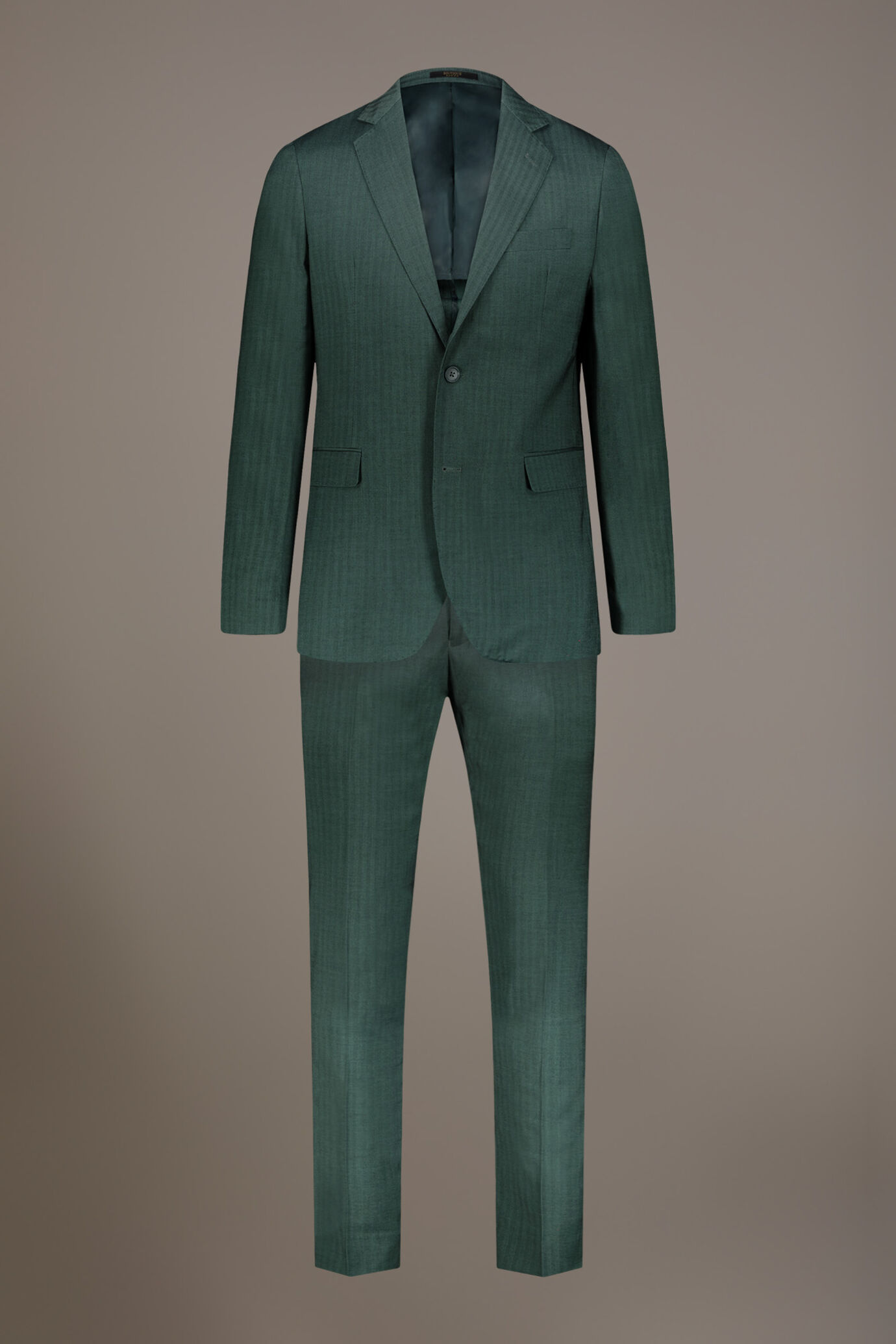 Regular fit single-breasted suit patterned herringbone fabric with solaro texture image number 8