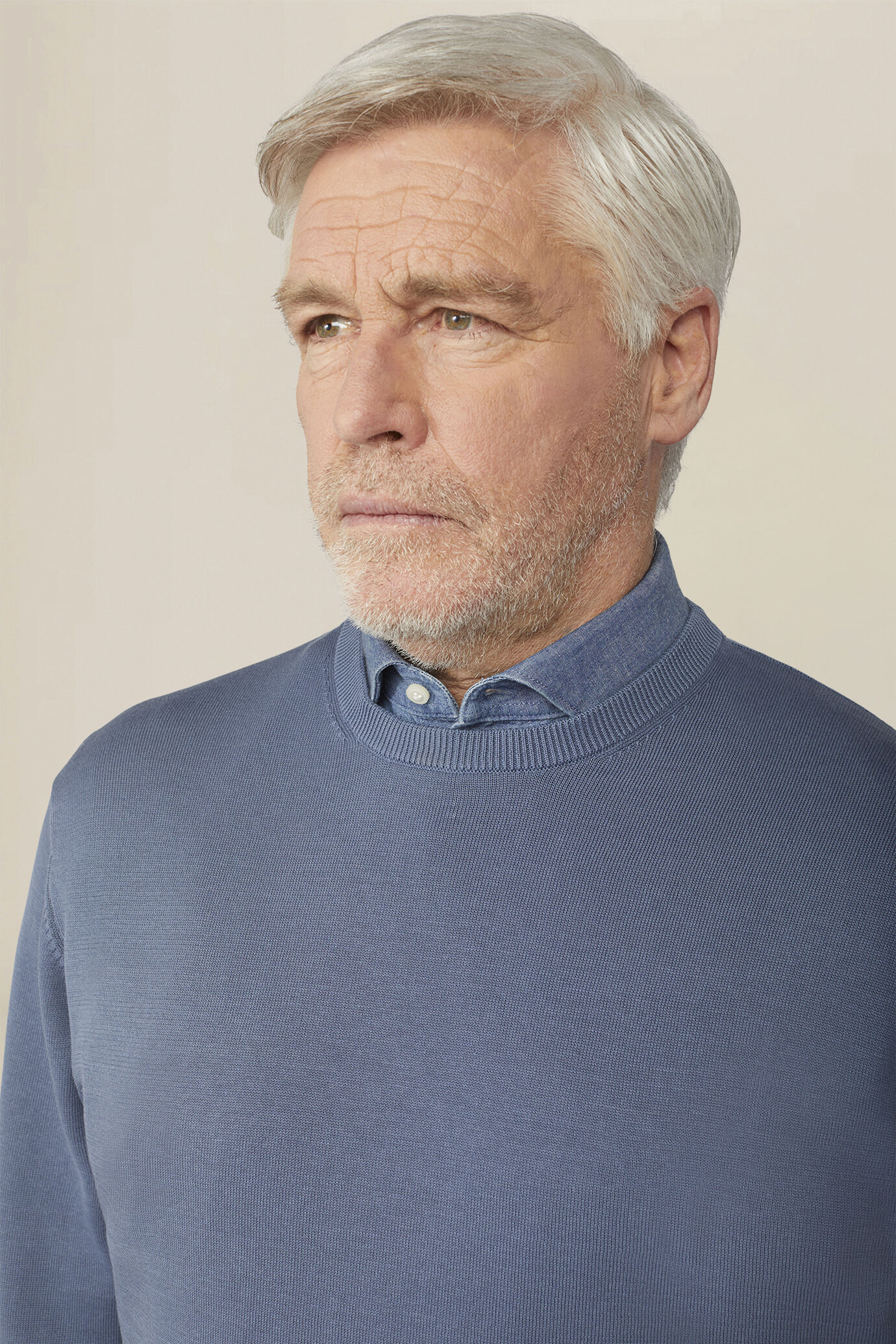 Pull col rond homme 100% coton bio-washed image number 2