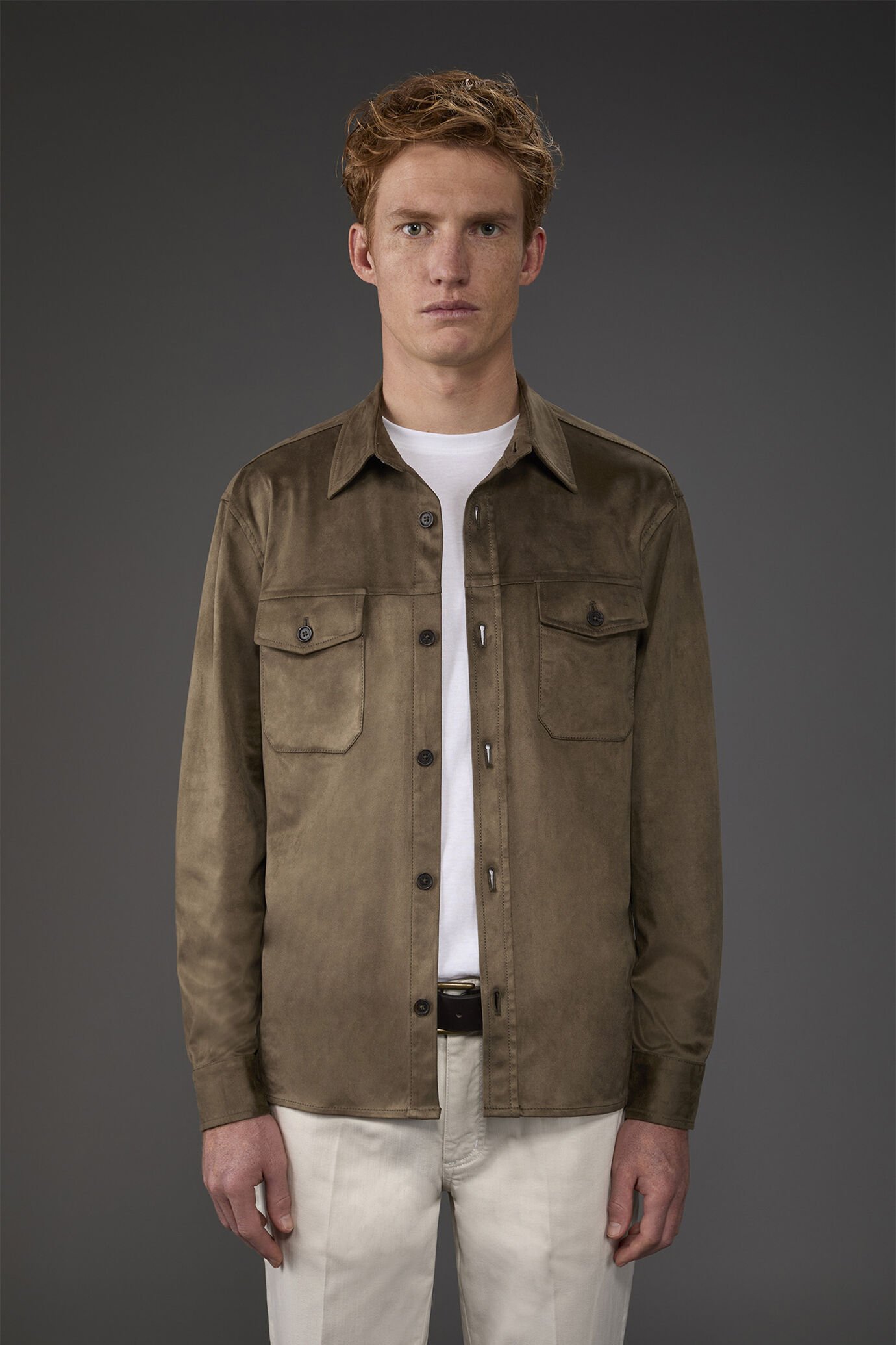 Ungefütterte Hemdjacke aus Kunst-Veloursleder für Herren image number 1