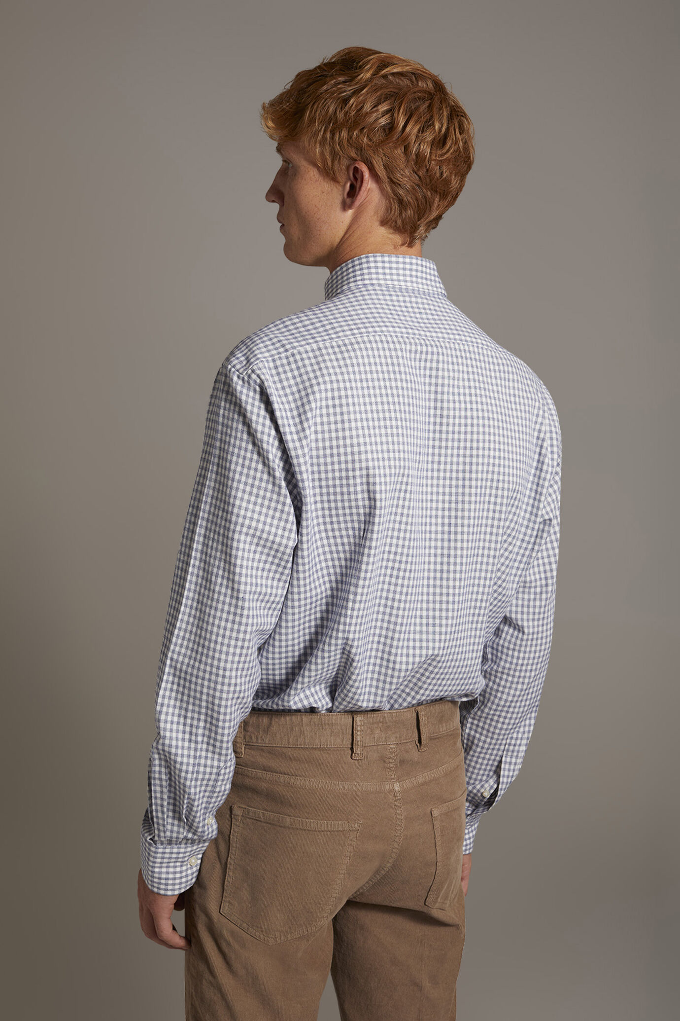 Camicia casual collo francese comfort fit tessuto in flanella vichy image number 4