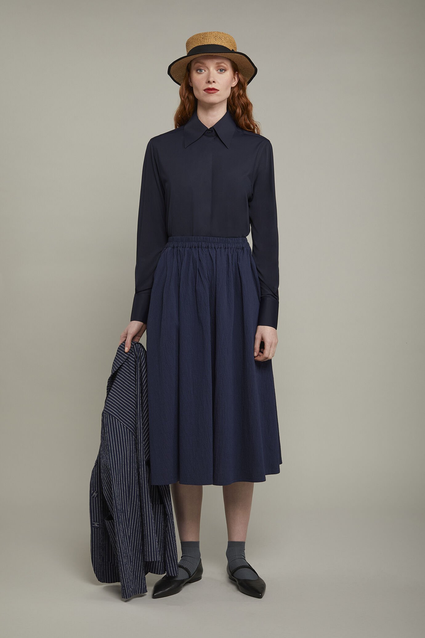 Gonna donna in cotone goffrato tinta unita regular fit