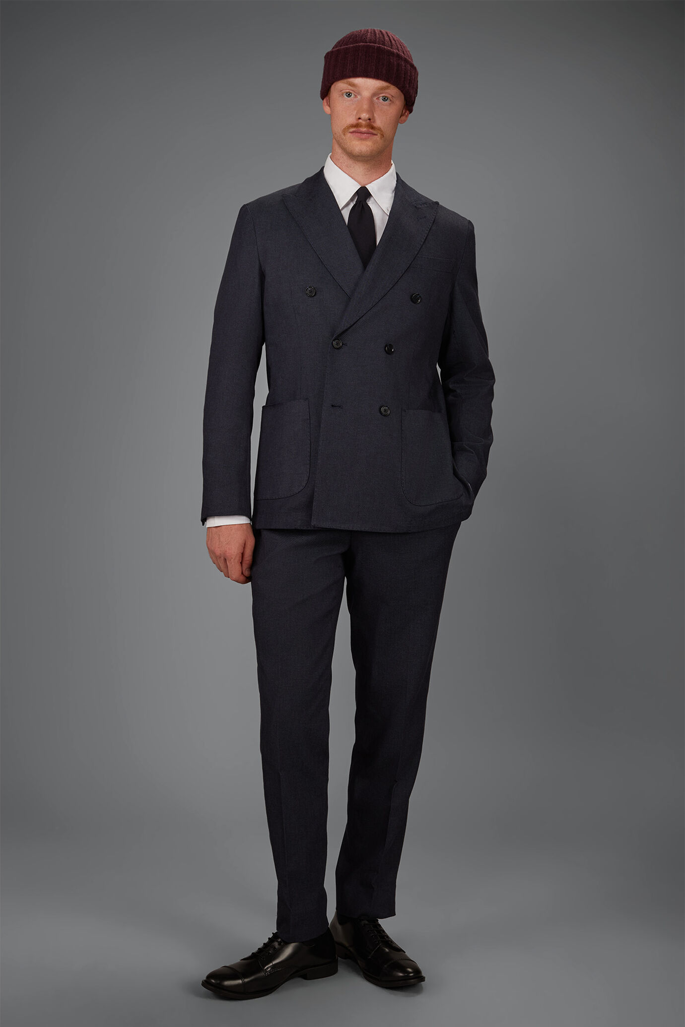 Ungef&uuml;tterte Herren-Zweireihige Jacke aus Chambray-Gewebe in Regular-Fit image number 0