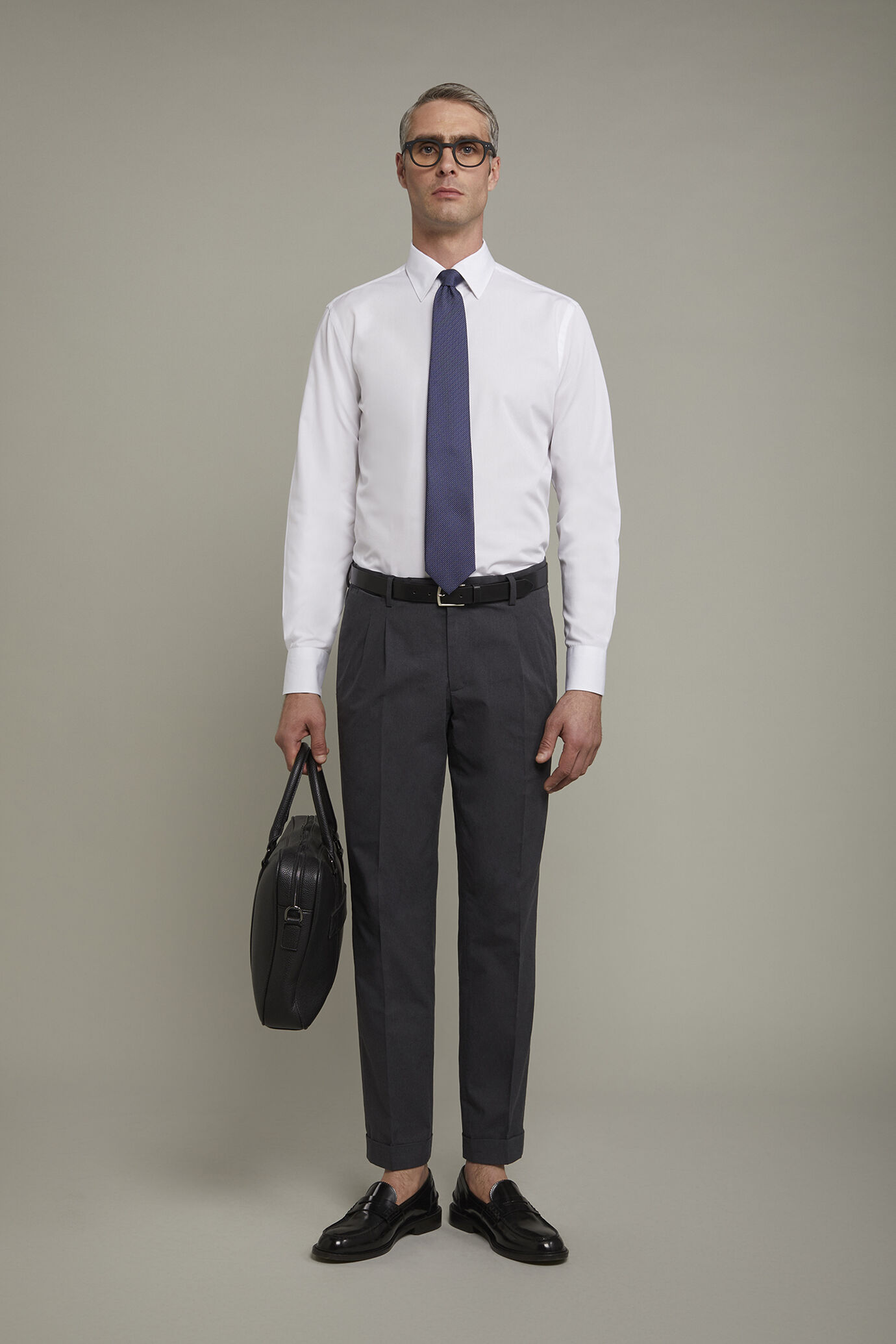 Men's shirt classic collar 100% cotton fil-a-fil regular fit fabric image number 0