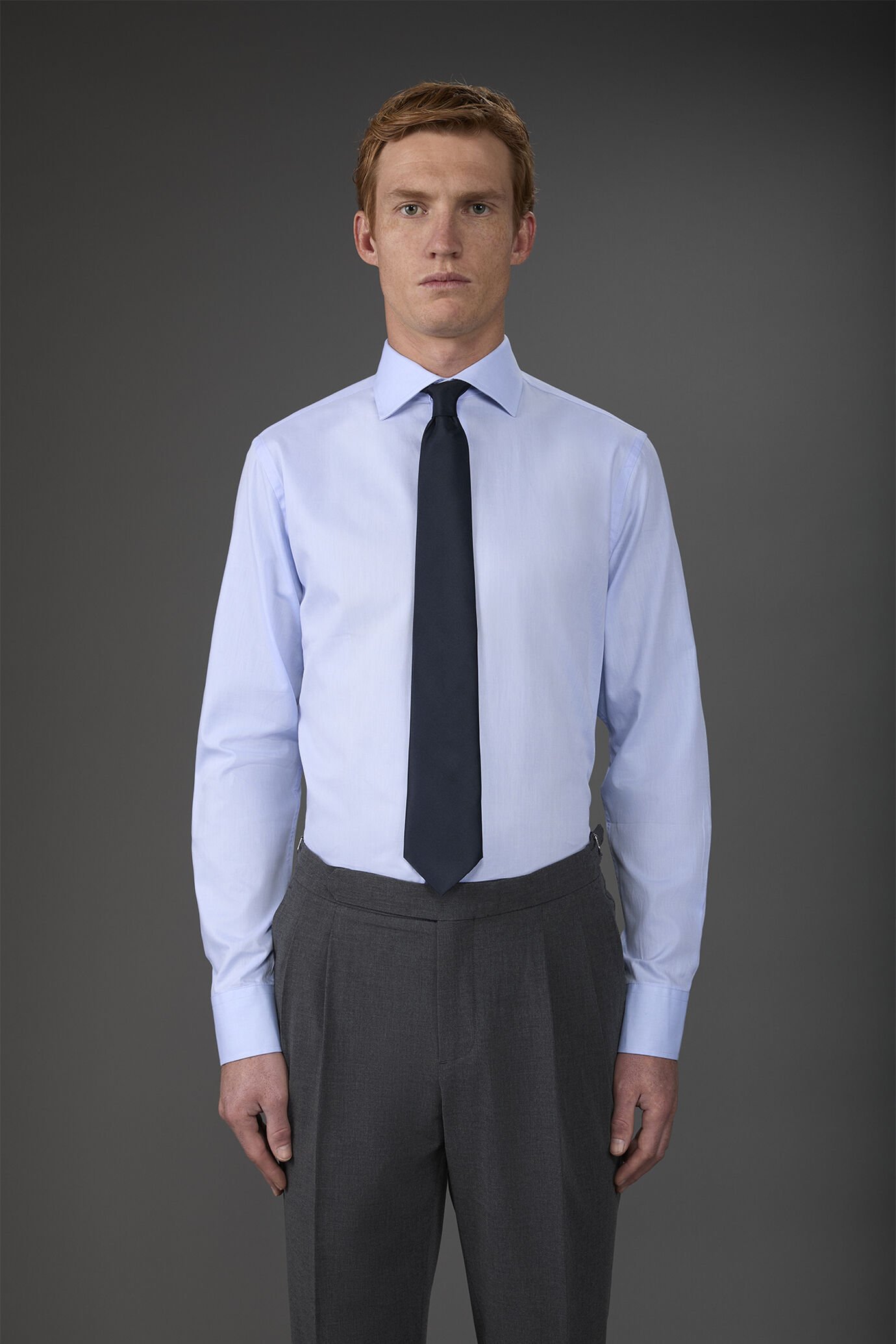 Camicia classica uomo collo francese tinta unita twill