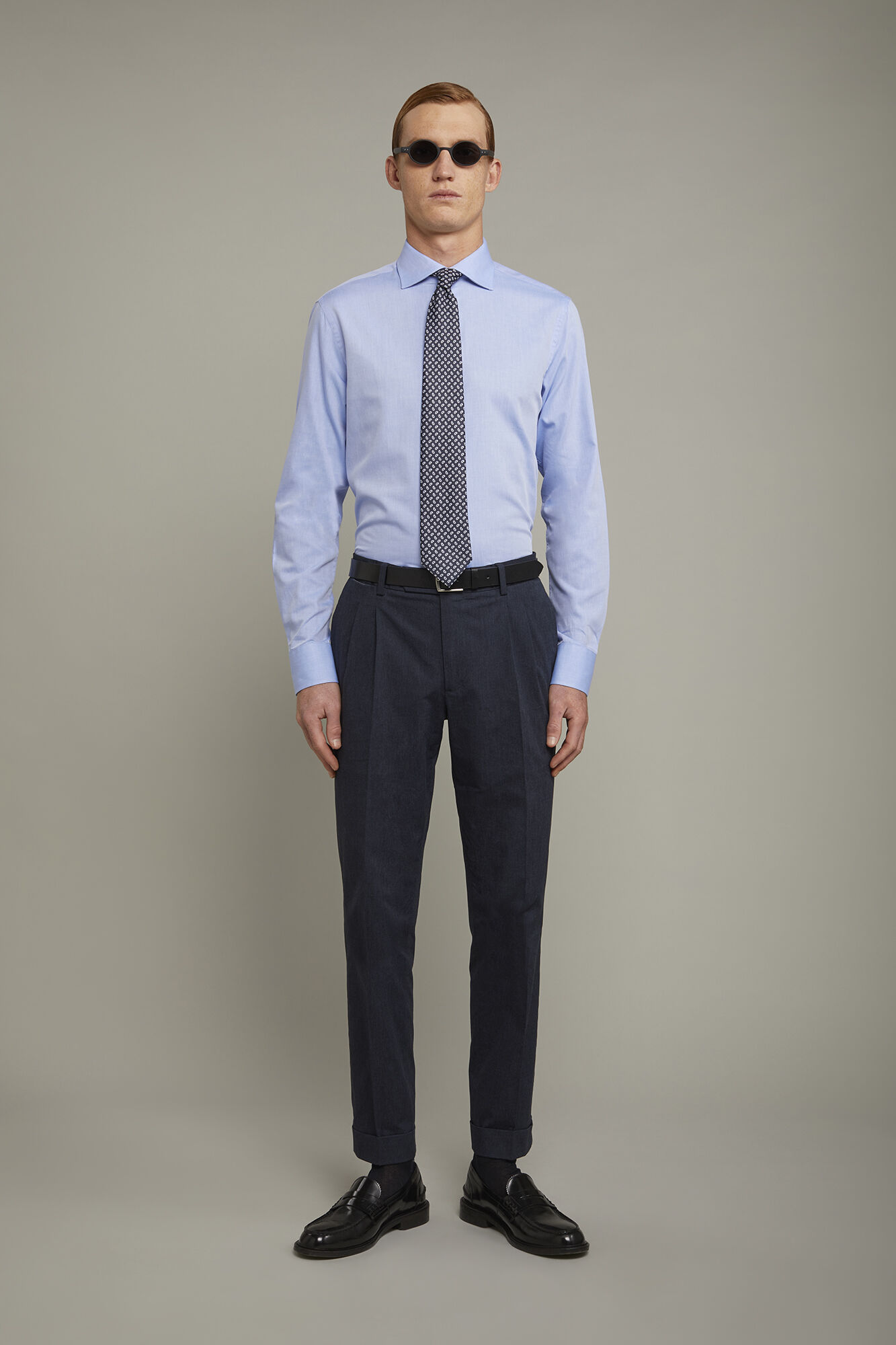 Camicia classica uomo collo francese tinta unita twill