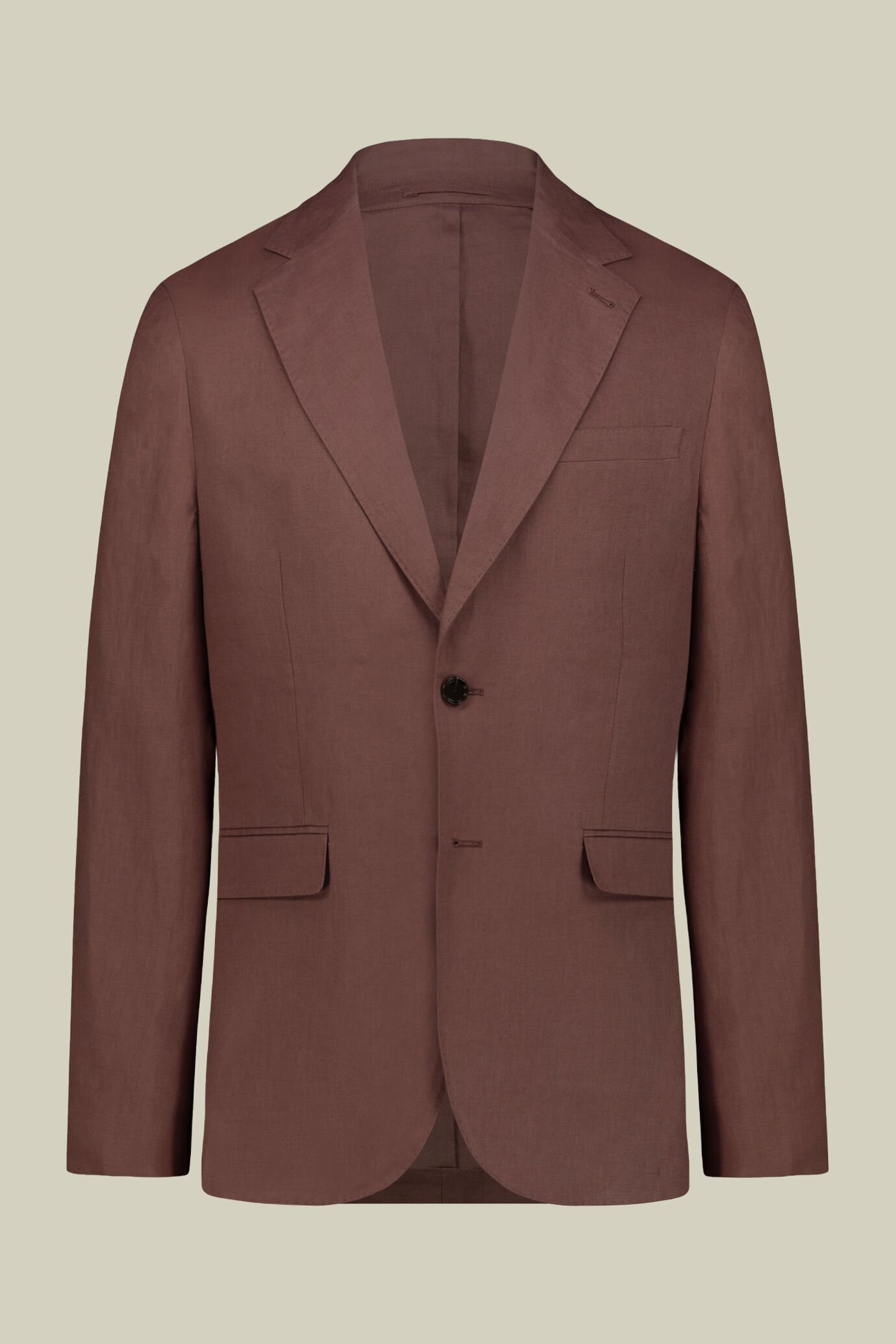 Single-breasted men's suit with flat front trousers, in 100% linen with a washed effect image number 4