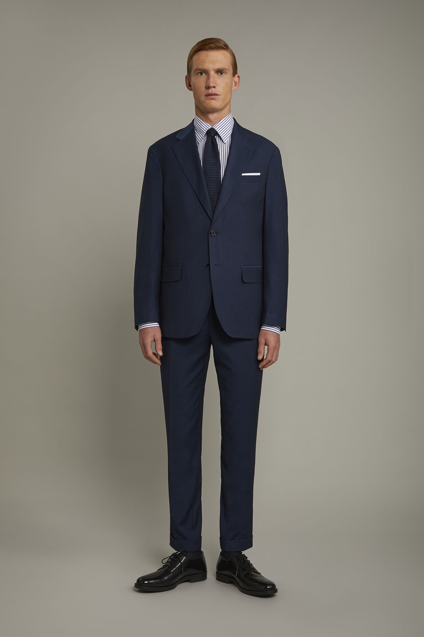 Costume homme à simple boutonnage avec motif œil-de-perdrix coupe régulière image number 2