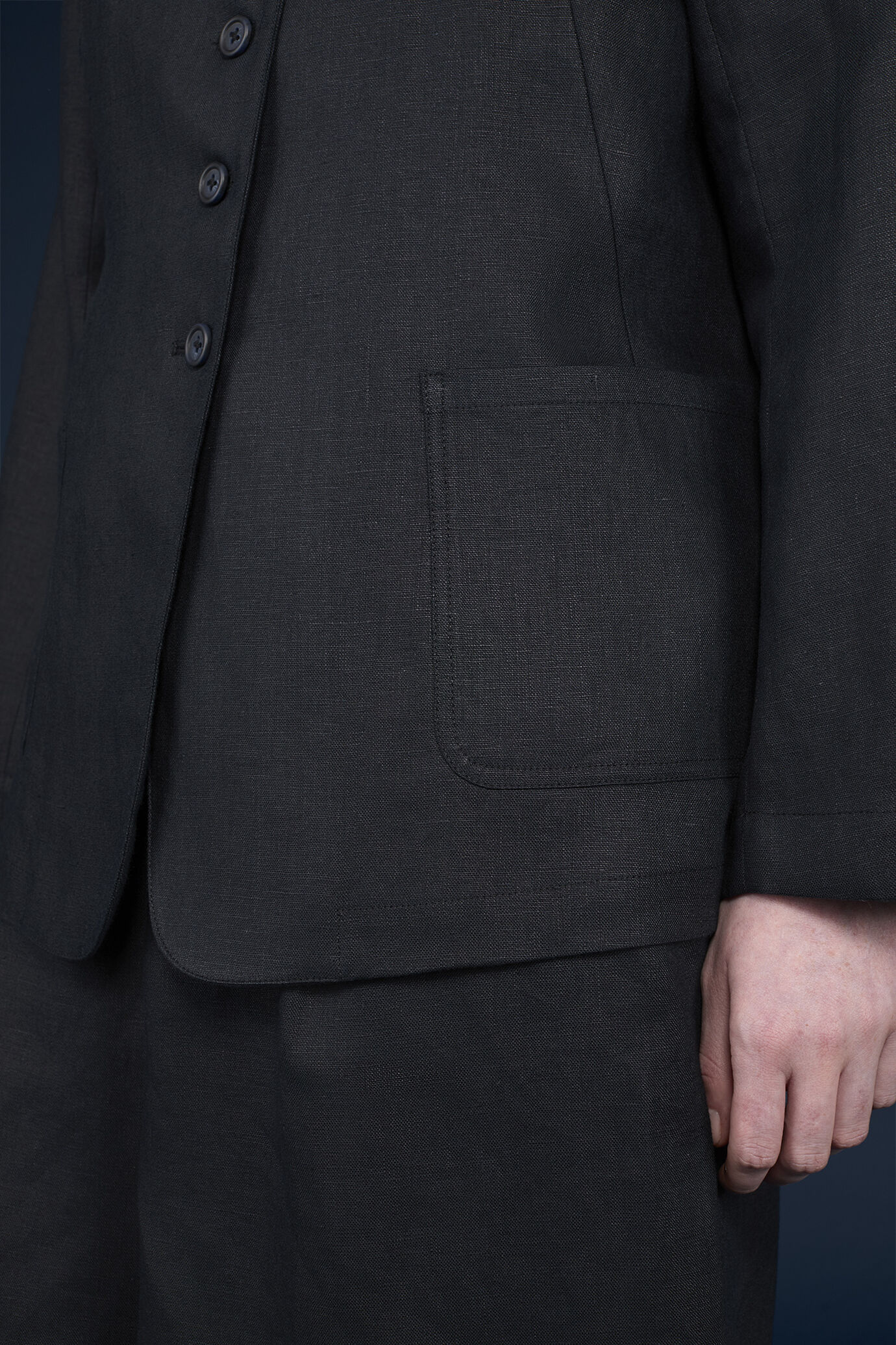 Women's single-breasted jacket with Korean collar 100% linen image number 3