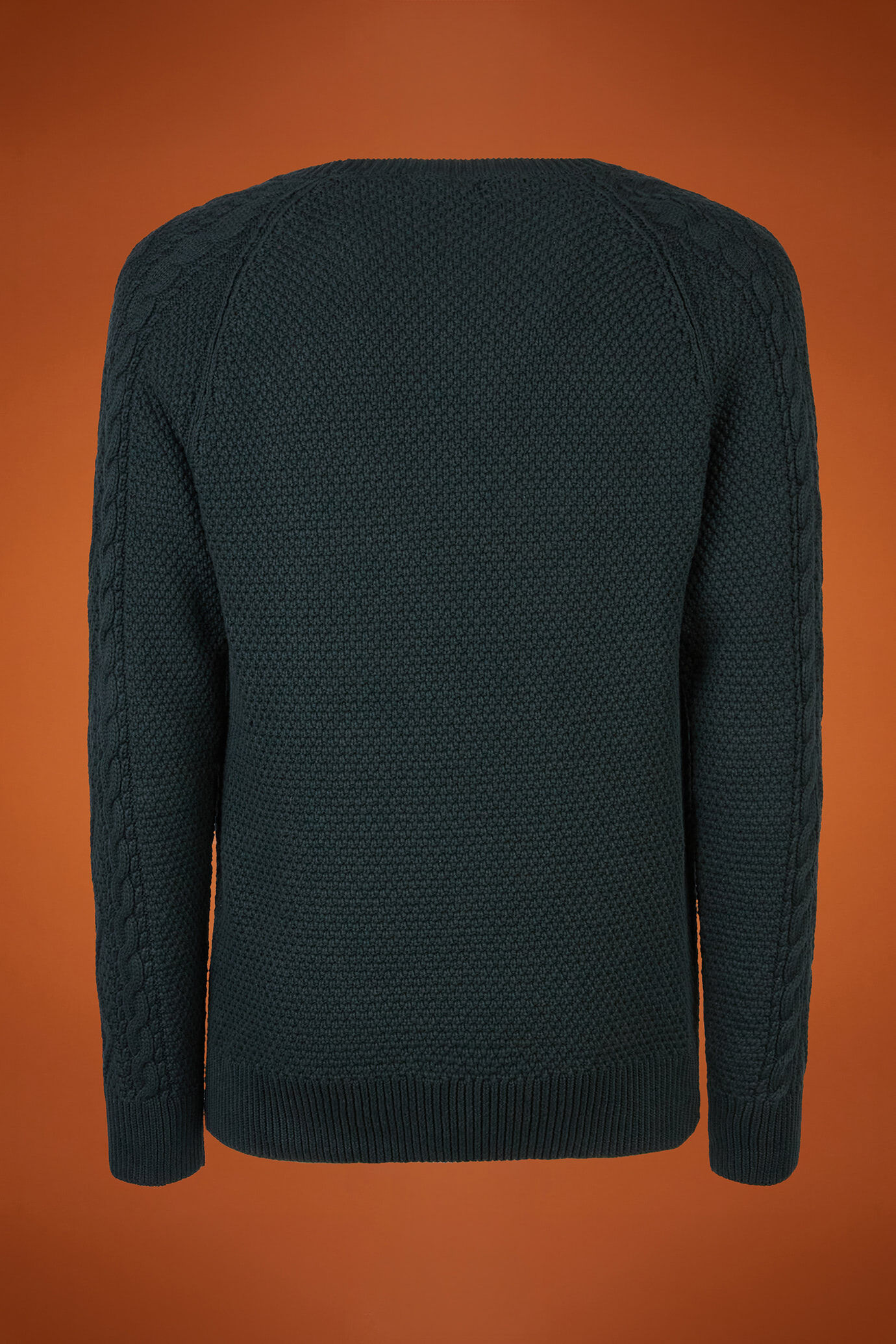 Herren-Rundhalspullover mit Zopfstrick aus 100 % Baumwolle in normaler Passform image number 5