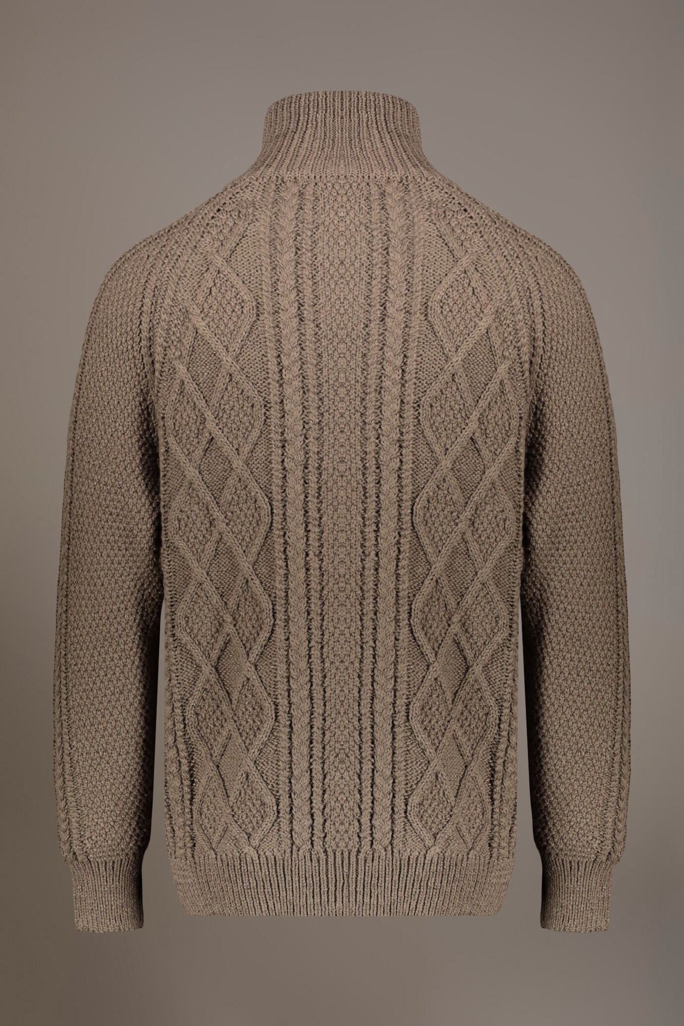 Cardigan collo alto misto lana lavorazione a maglia pesante image number 5