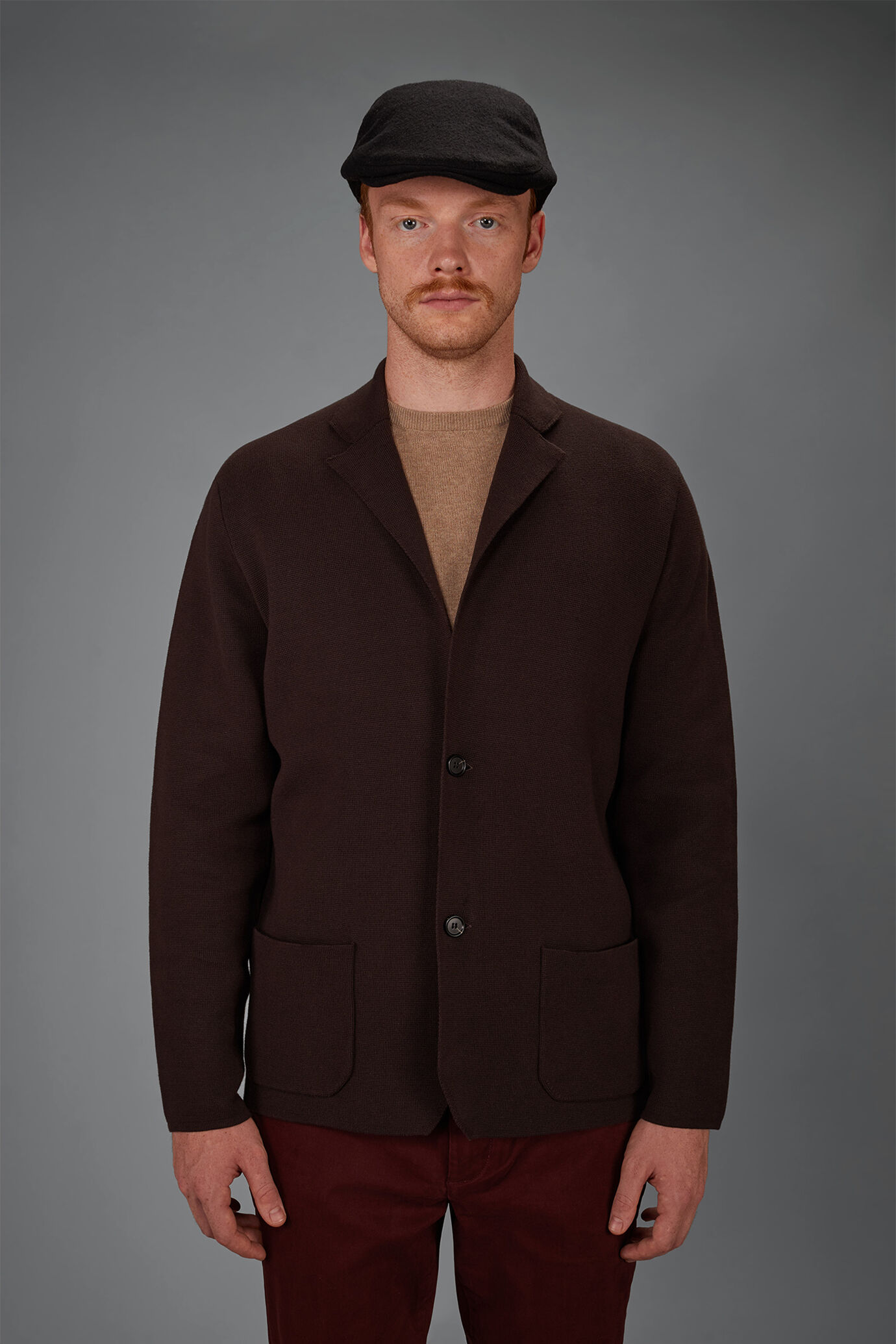 Einreihige Herren-Strickjacke im Mail&auml;nder Naht-Muster aus 100% Baumwolle Regular Fit image number 1
