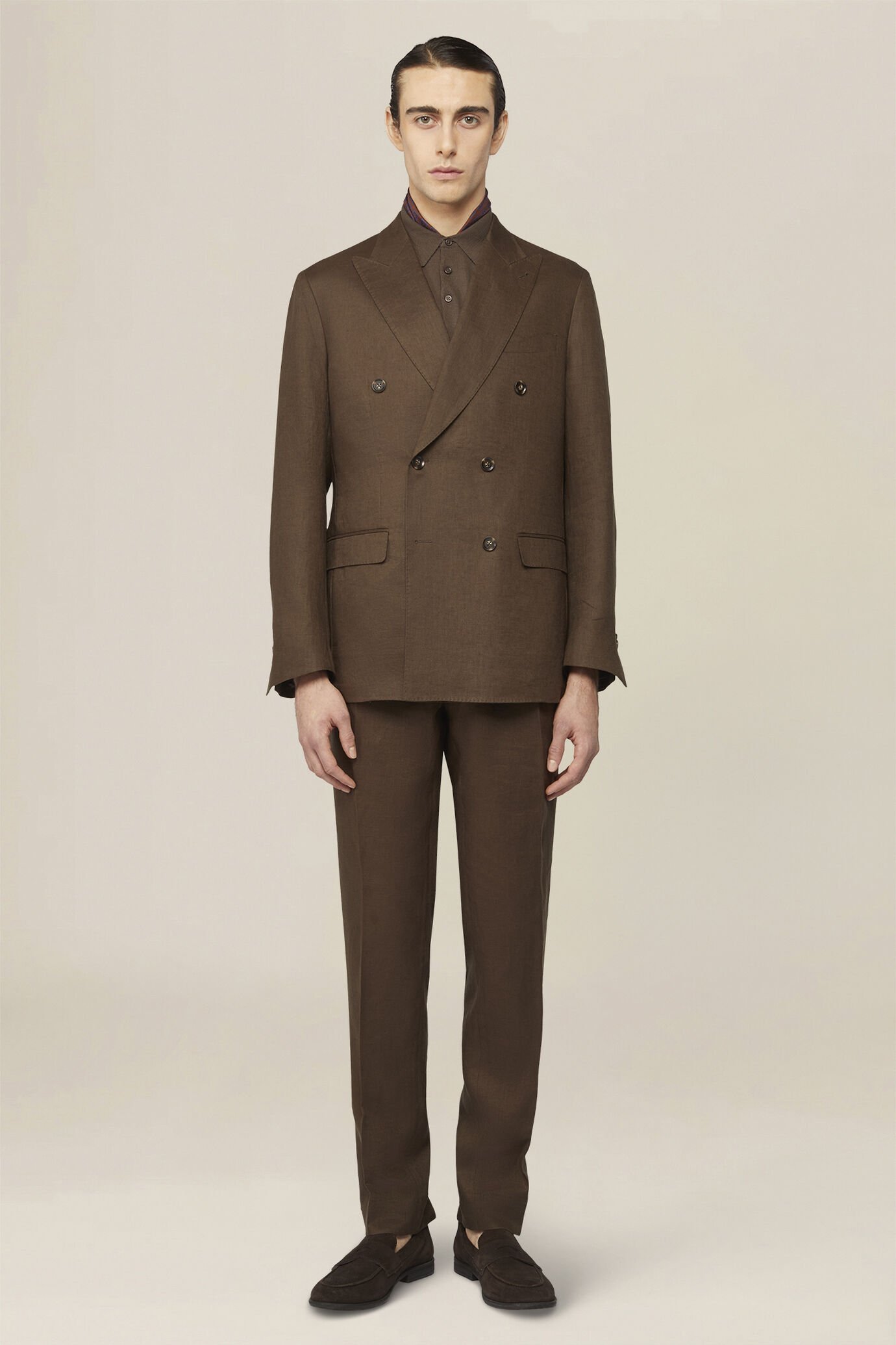 Zweireihiger Herrenanzug aus 100 % Leinen, Regular Fit image number 1