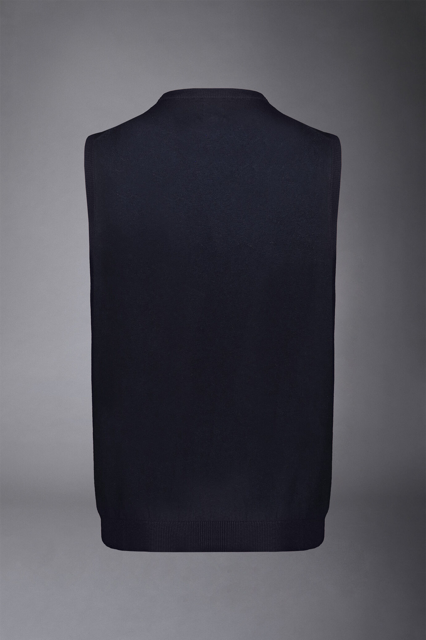 Gilet &agrave; col rond en laine et coton image number 5