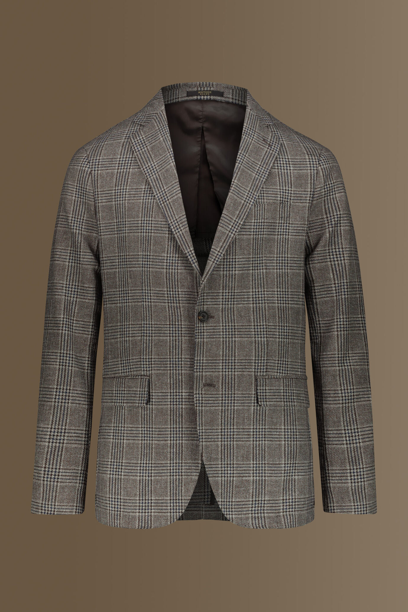 Single breasted jacket cotton linen fabric check design image number 5