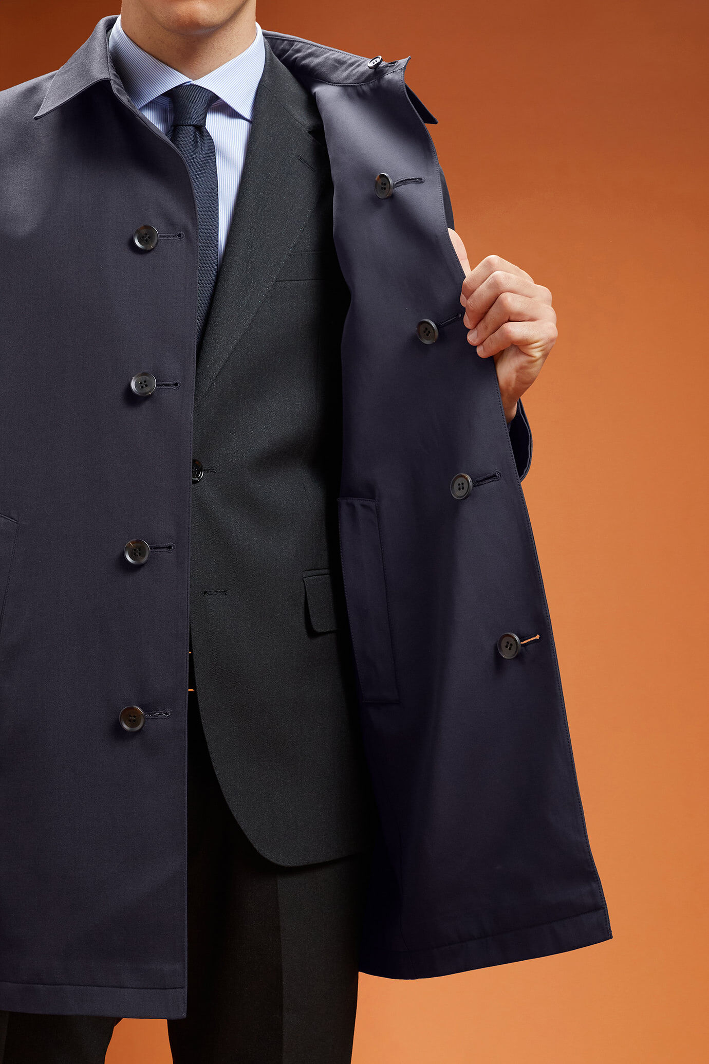 Wasserdichte Herren-Regenjacke aus technischem Gewebe zum Wenden aus Wollgemisch in normaler Passform image number 2