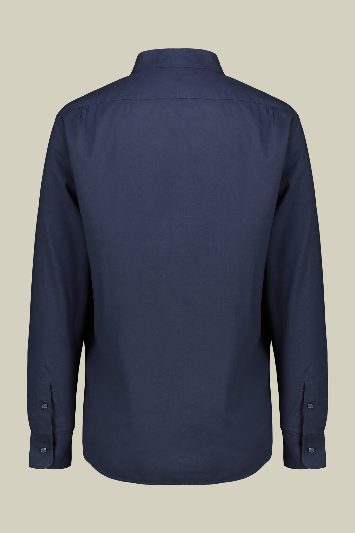 Casual men's shirt with mandarin collar and half button fastening, washed linen and cotton fabric image number 5