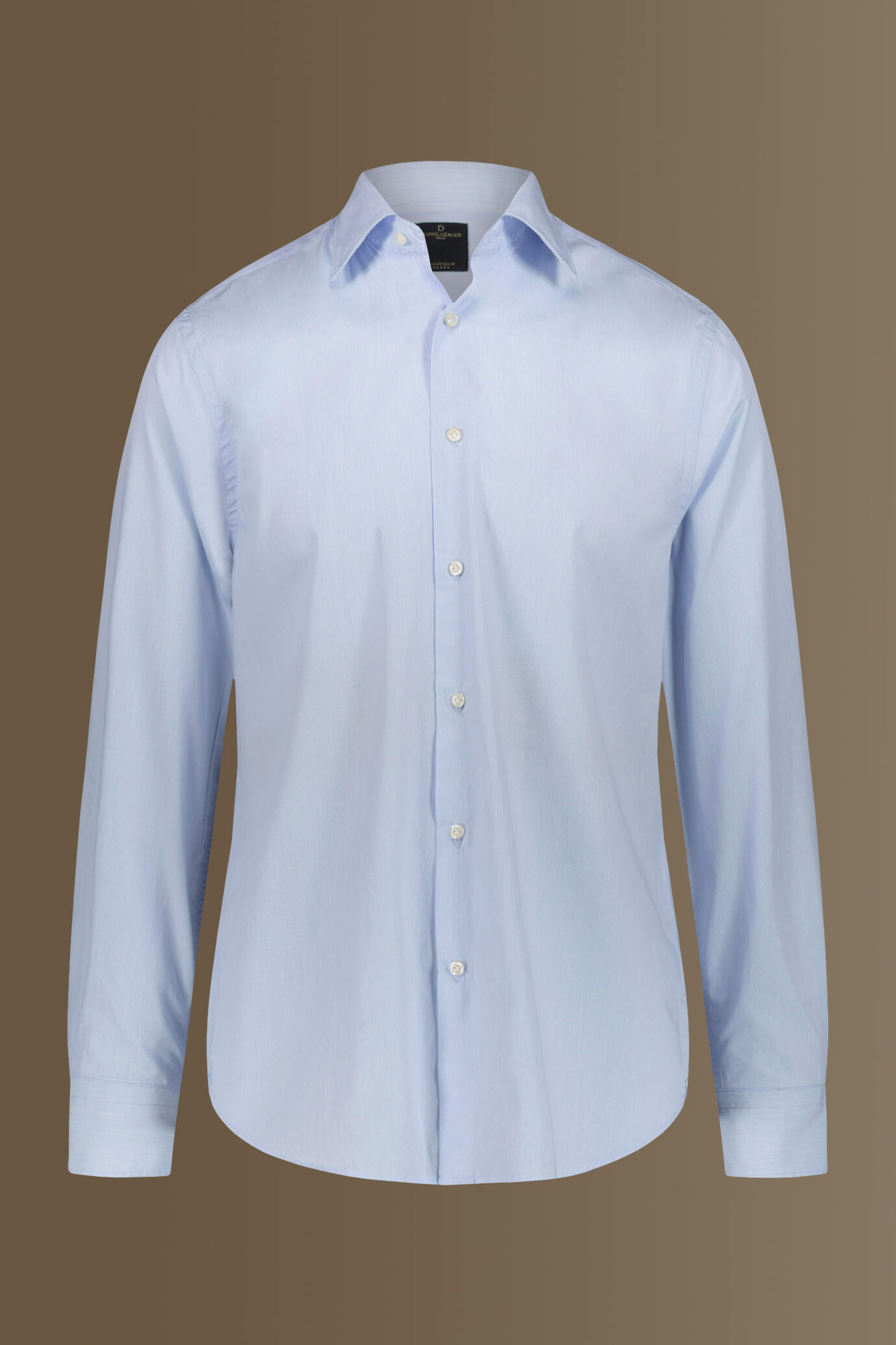 Camicia classica lavata uomo collo francese tinto filo popeline riga sottile image number 3