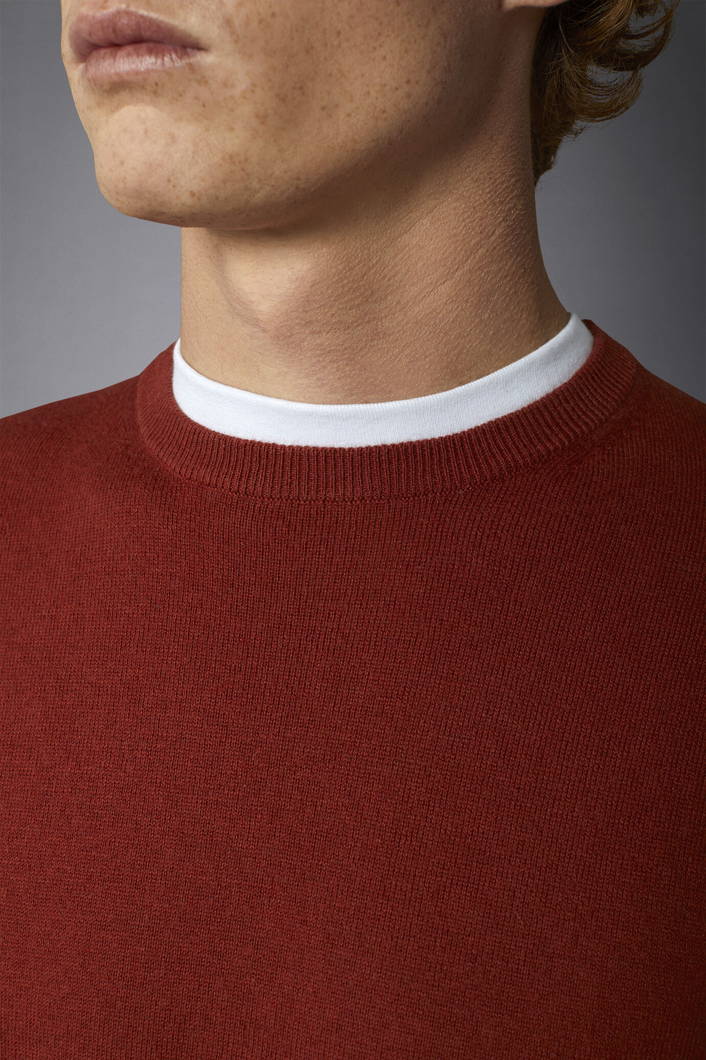 Men's roundneck wool and cotton sweater image number 2
