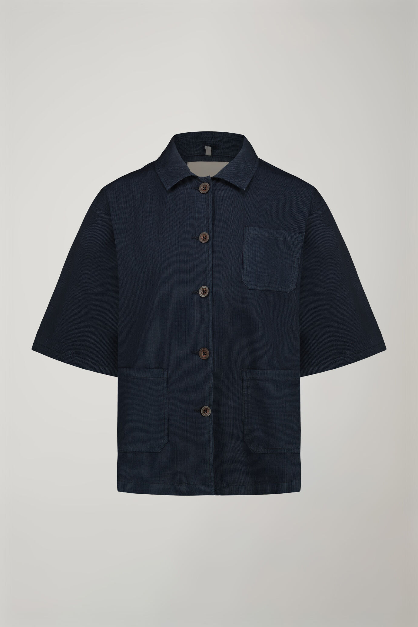 Veste femme à col chemise et motif à microcarreaux en 100 % coton coupe régulière image number 4