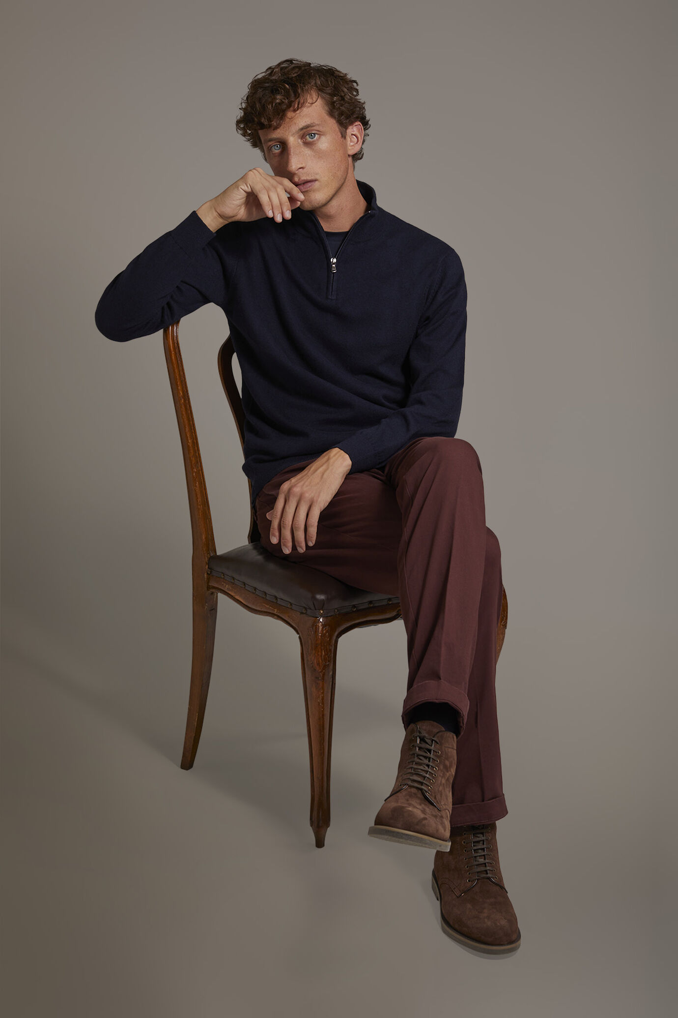 Pantalone chino uomo classico regular fit tessuto twill elasticizzato image number 0