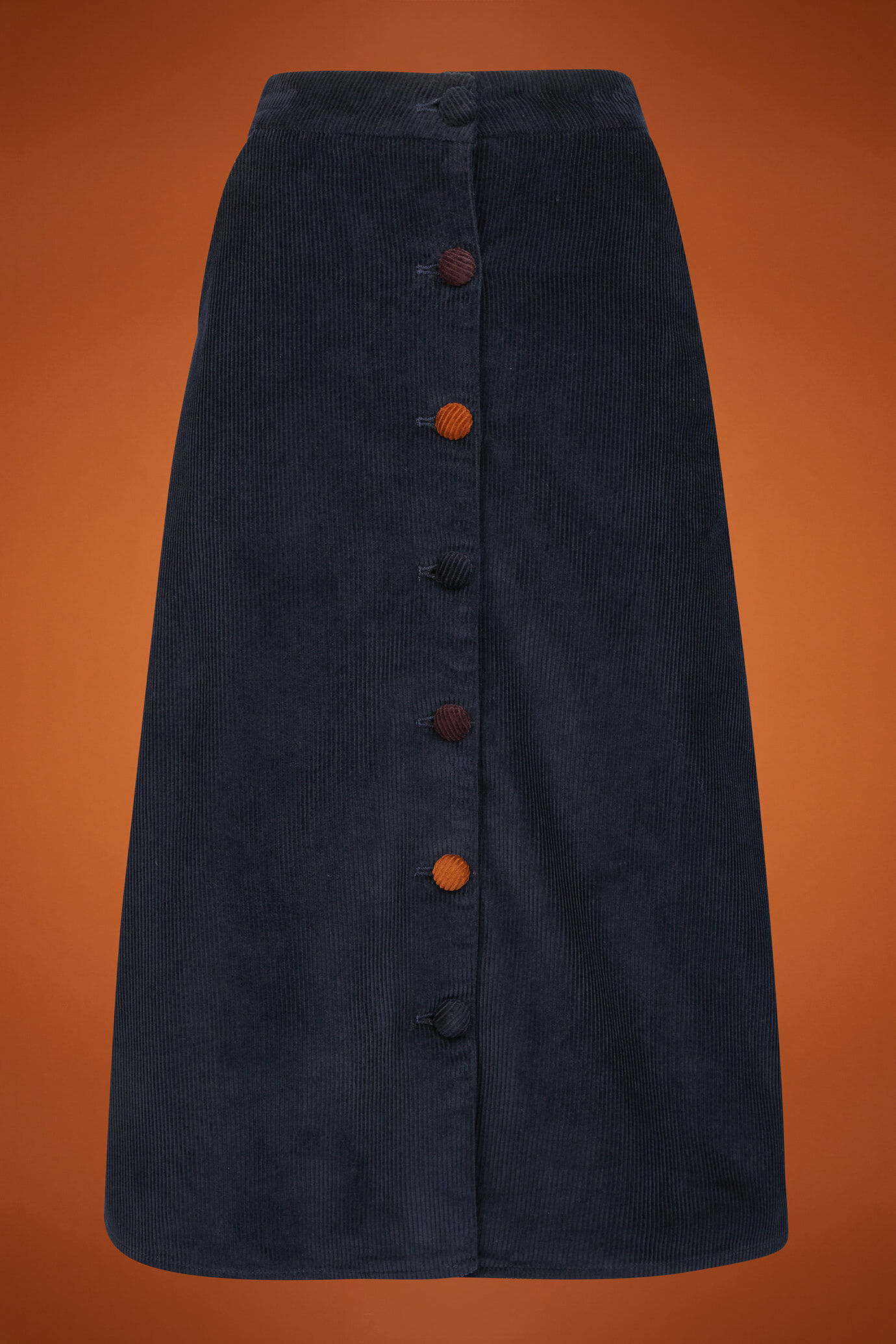 Jupe midi pour femme, coupe classique, en velours ray&eacute; uni image number 4