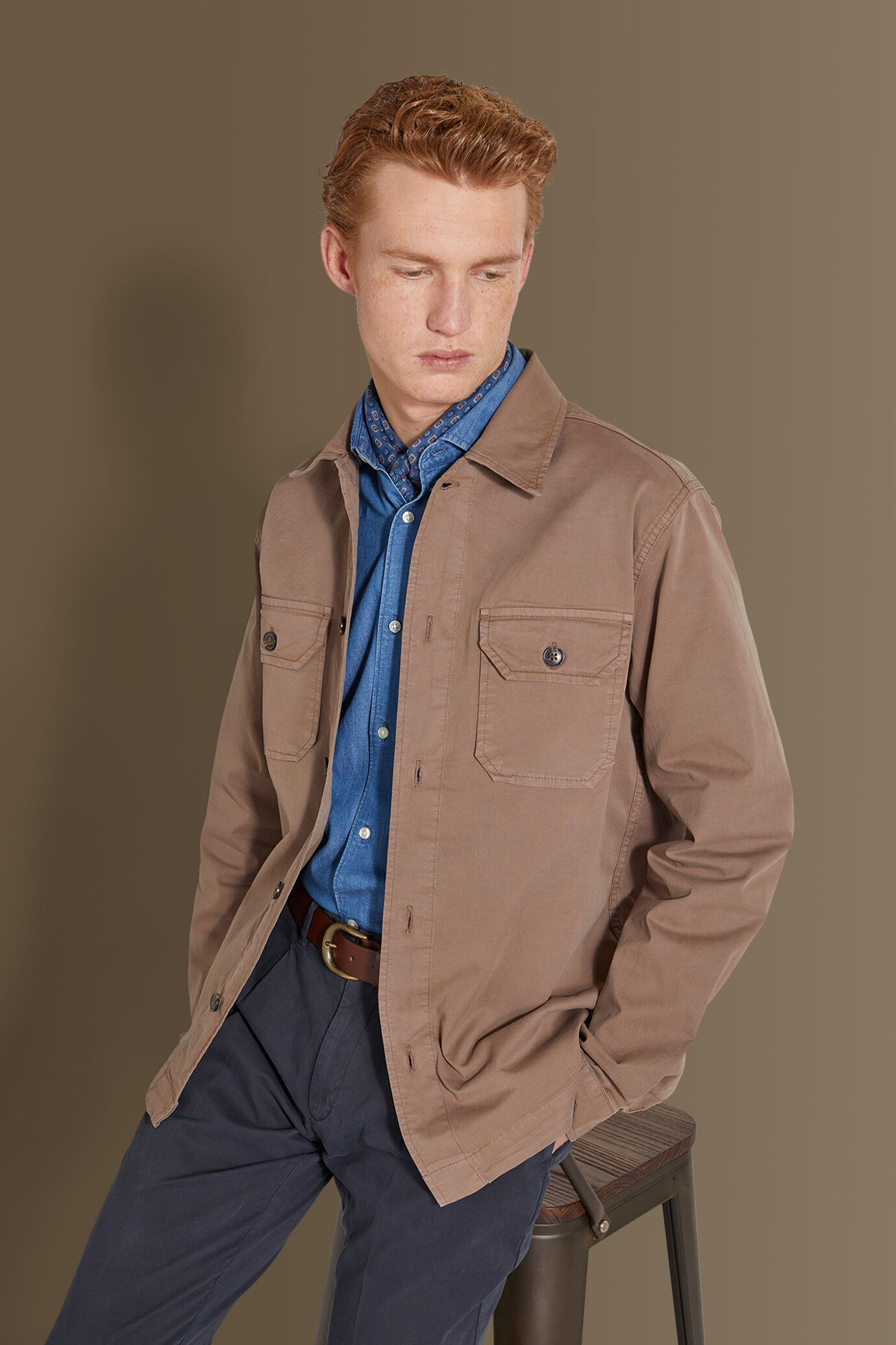 Chambray overshirt french collar image number 0