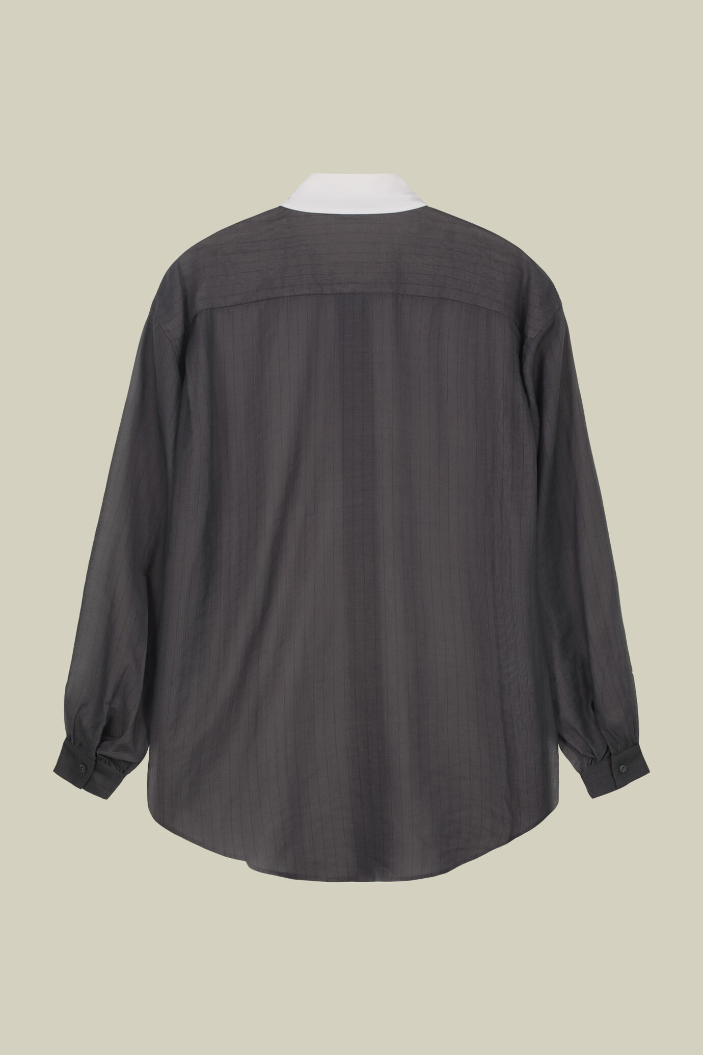 Chemise oversize pour femme, mod&egrave;le &agrave; col uni en tissu ray&eacute; transparent image number 5