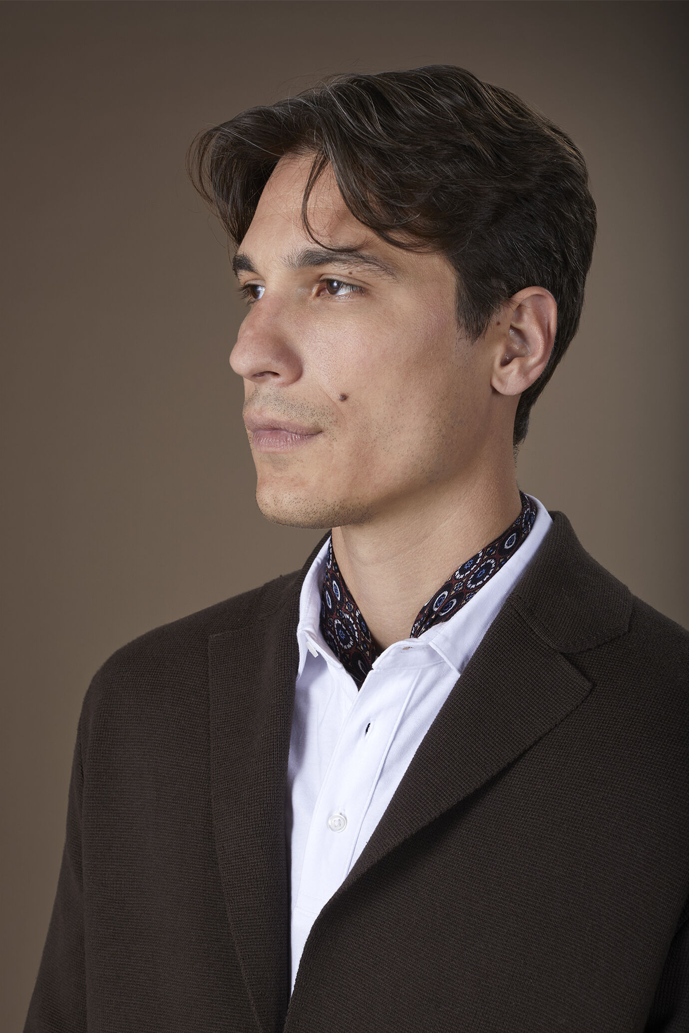 Cardigan uomo monopetto in maglia punto milano 100% cotone regular fit image number 2