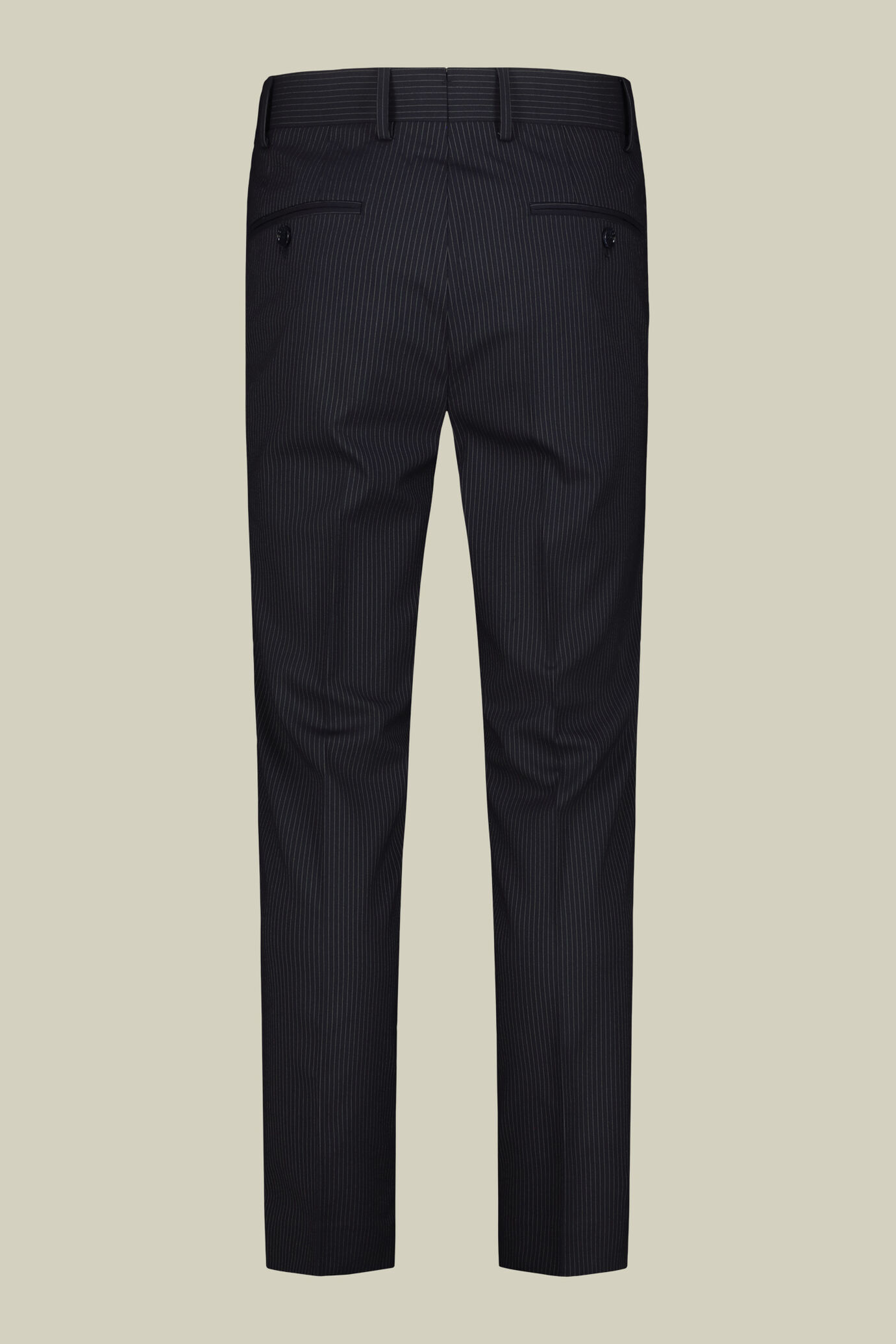 Single-breasted men's suit with flat front trousers in a pinstripe fabric image number 7