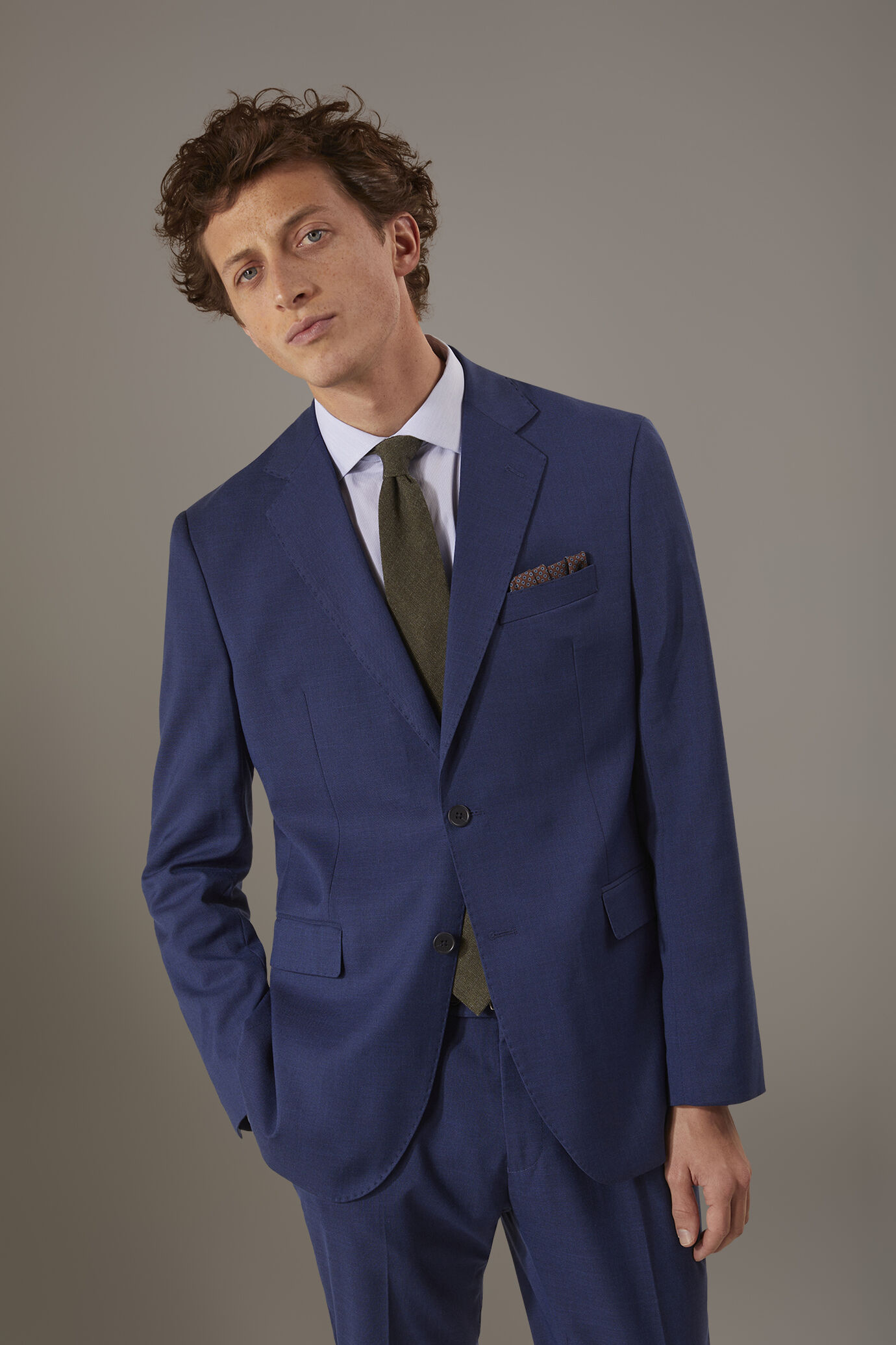 Regular fit single-breasted suit fabric prince of wales design image number 2