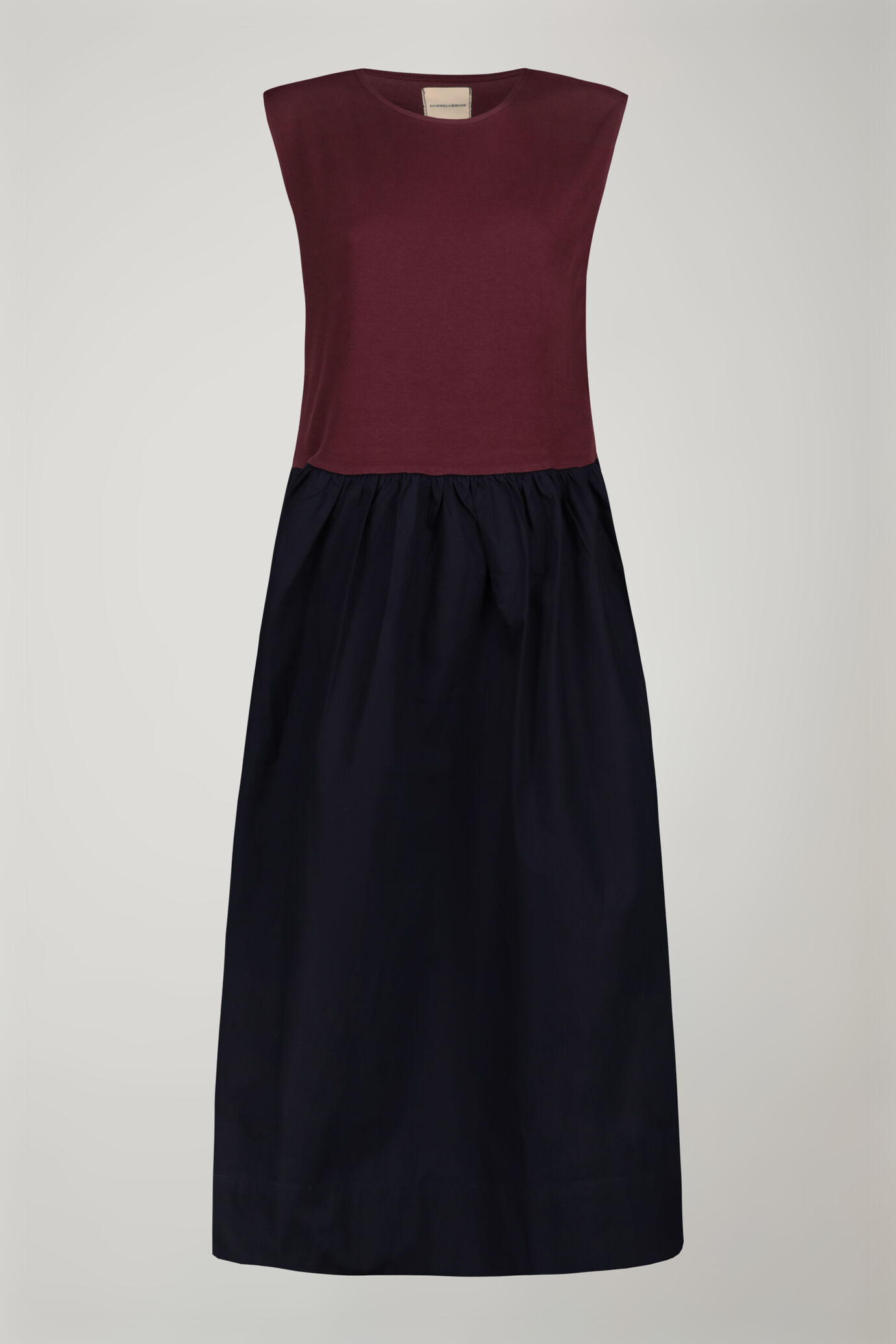 Abito midi donna smanicato bicolore 100% cotone in jersey regular fit image number 4