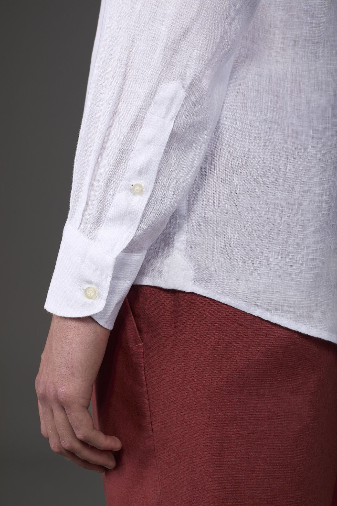 Men's casual shirt with classic collar, 100% linen image number 3