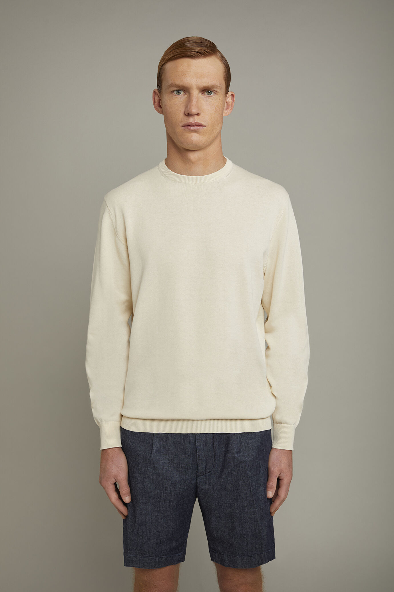 Men's Round neck sweater 100% cotton regular fit image number 2