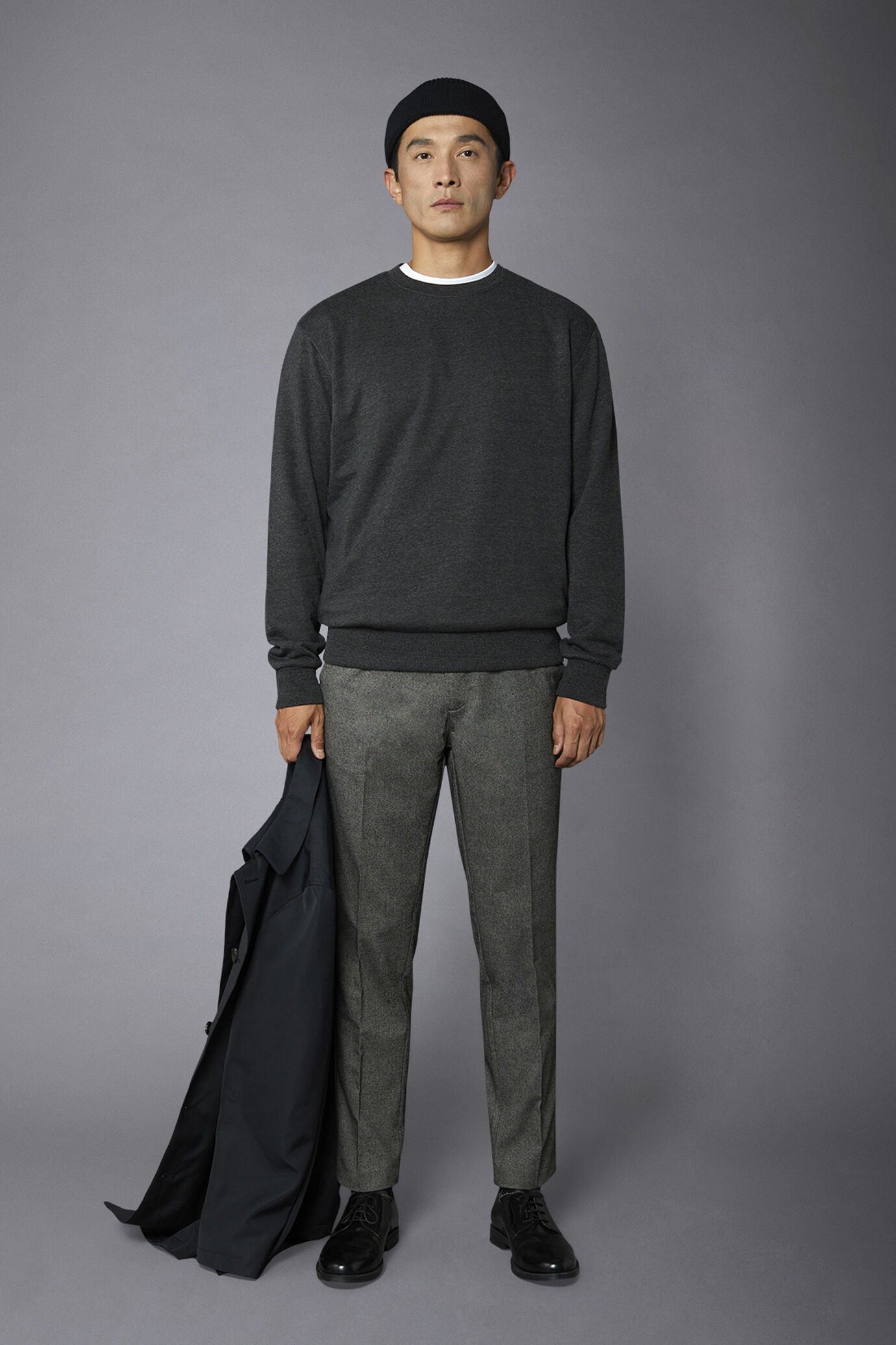 Pantalone chino uomo tessuto in cotone mano lana tweed regular fit image number 1