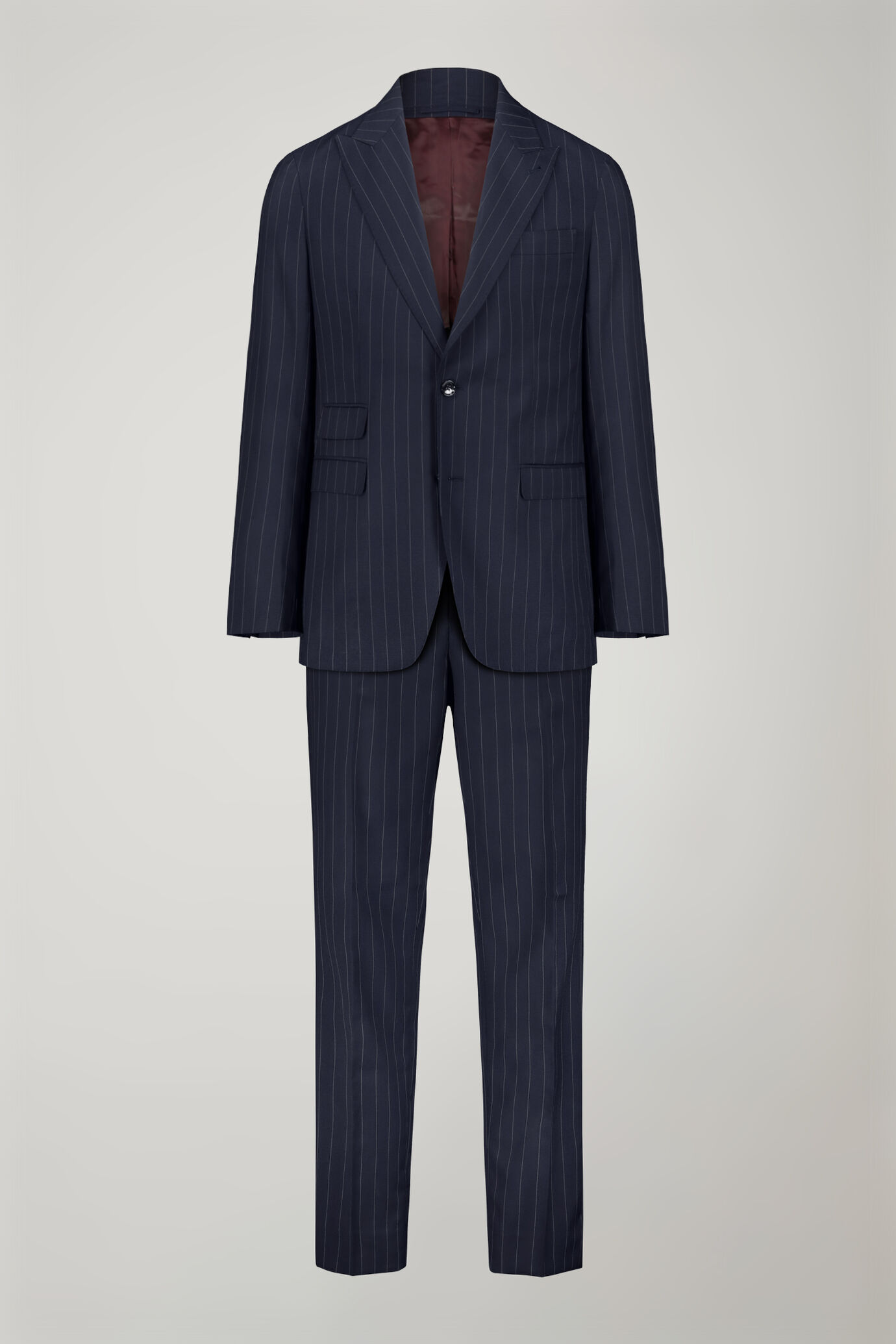 Abito uomo Wool Blend monopetto tessuto con disegno gessato regular fit image number 9