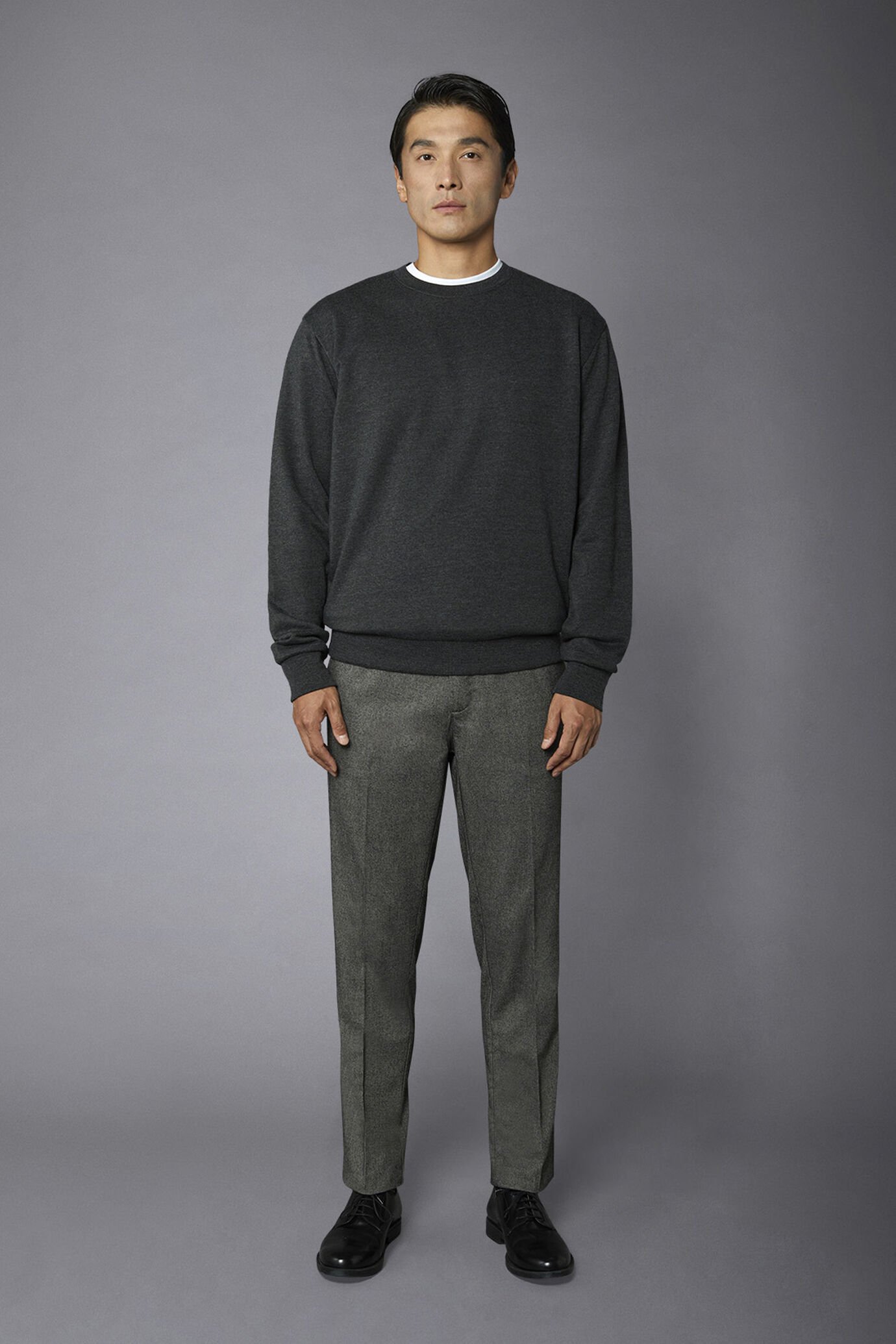 Chino-Hose aus Baumwoll-Tweed regular fit